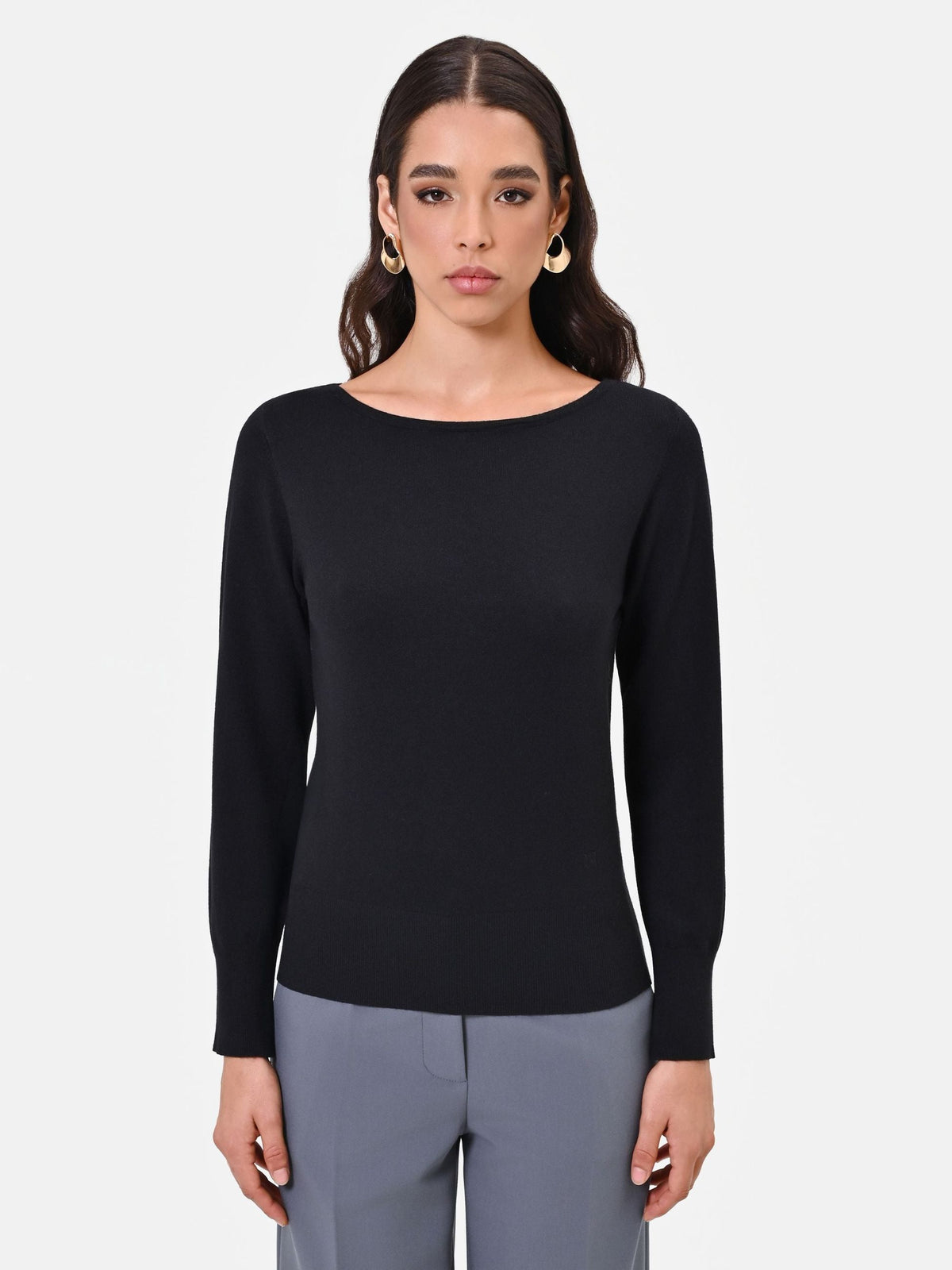 Rinascimento - Maglia scollo a barca in misto viscosa - Donna