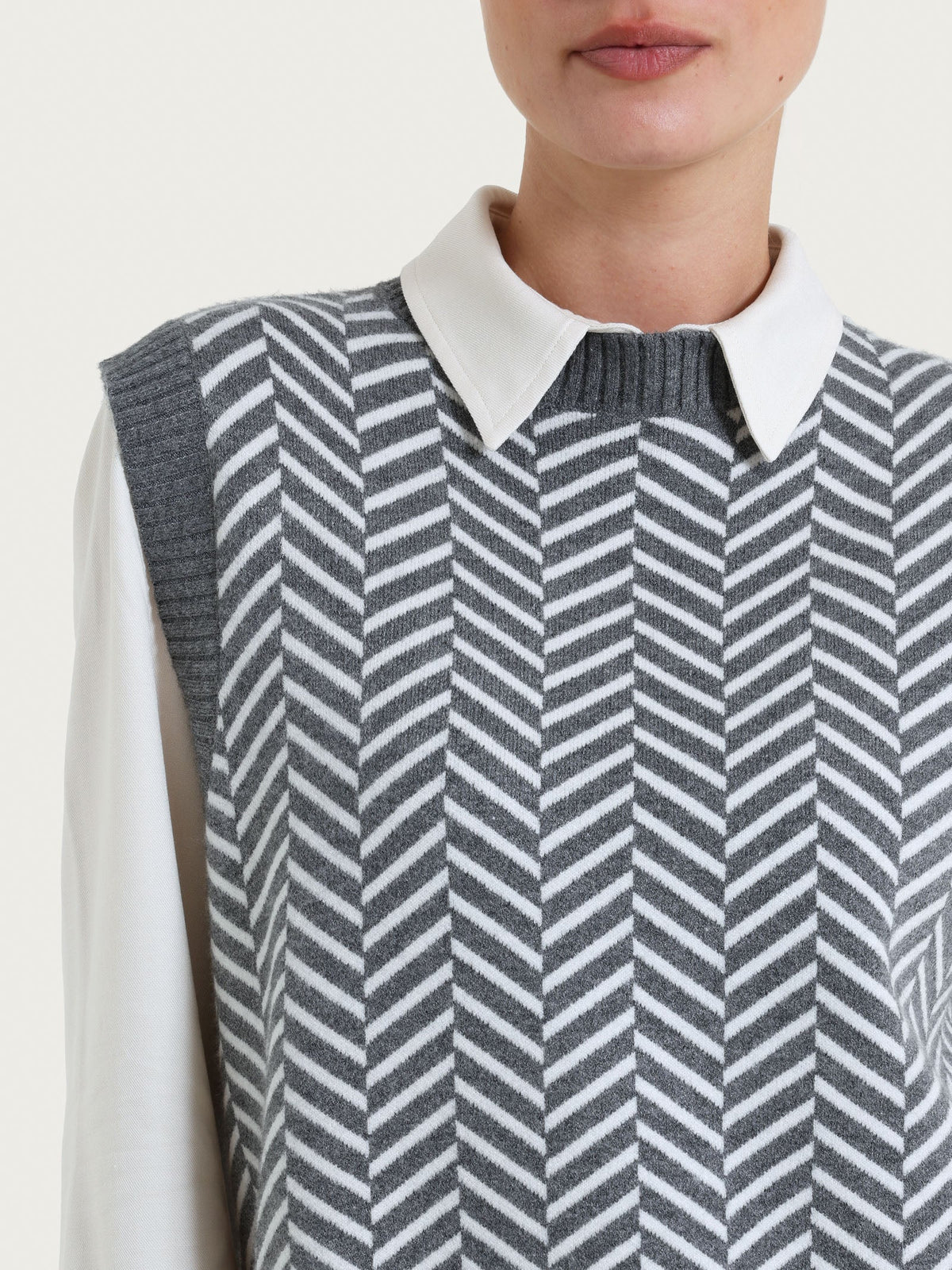 Ragno - Maglia smanicata con fantasia spigata in Super Soft - Donna