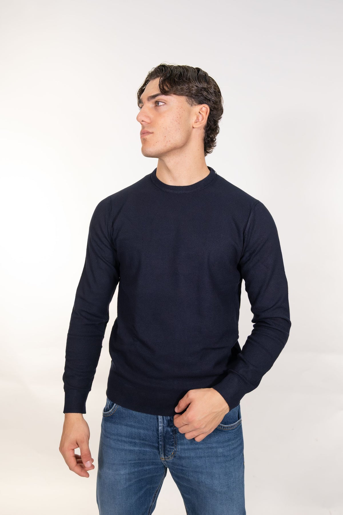 Markup - Maglia girocollo in misto viscosa punto riso - Uomo