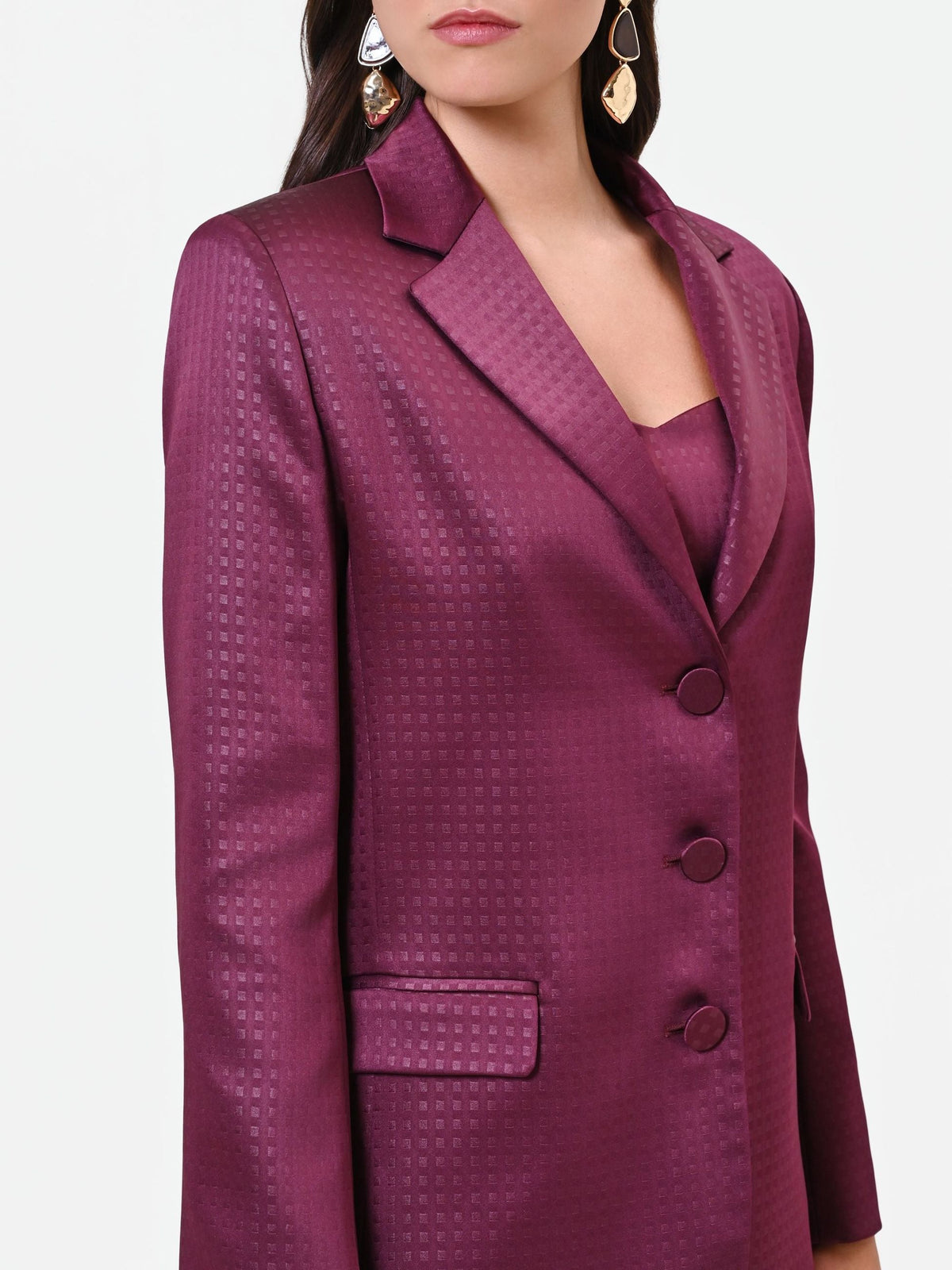 Rinascimento - Giacca monopetto in raso jacquard - Donna