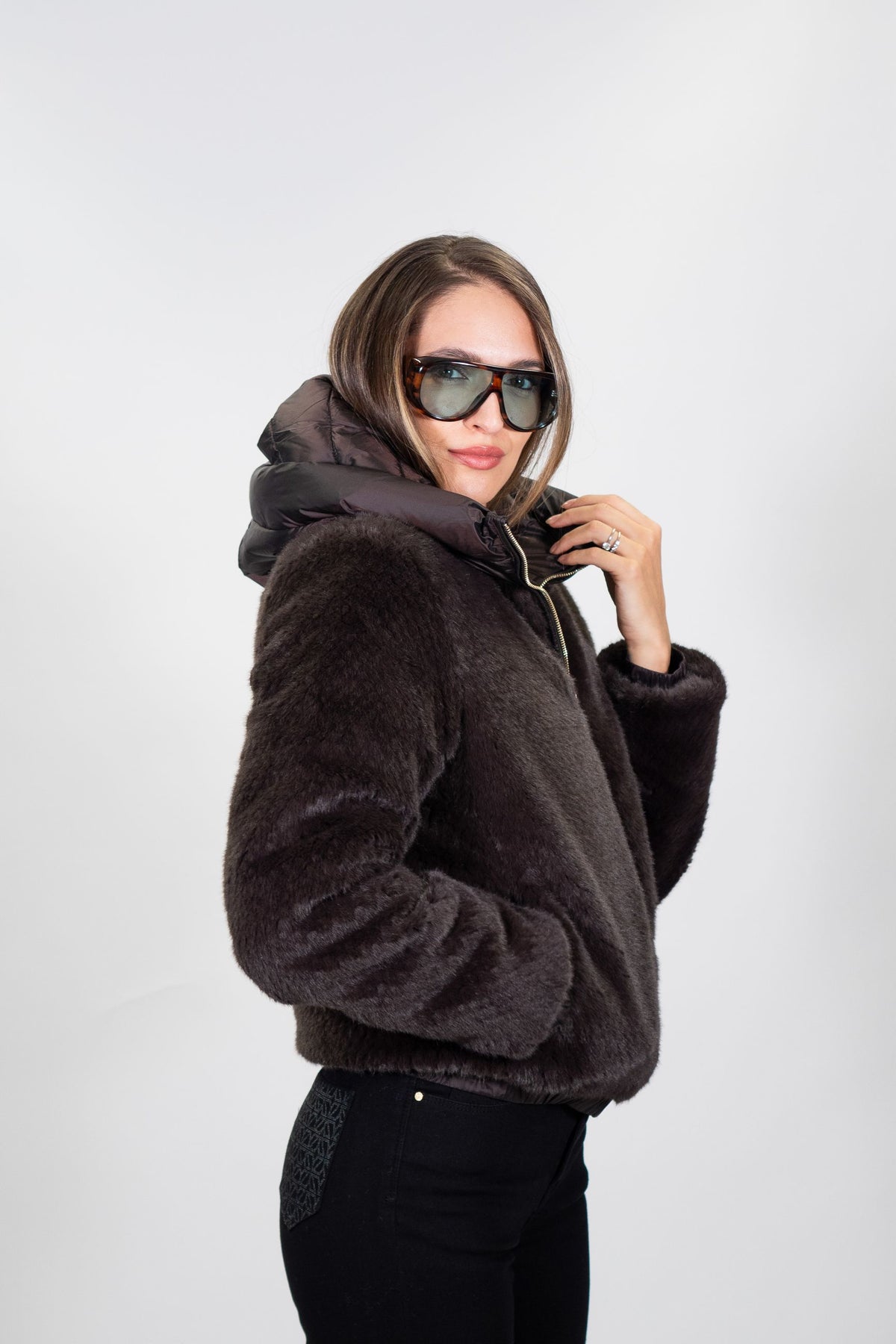 Yes Zee - Bomber reversibile in tessuto effetto peluche - Donna