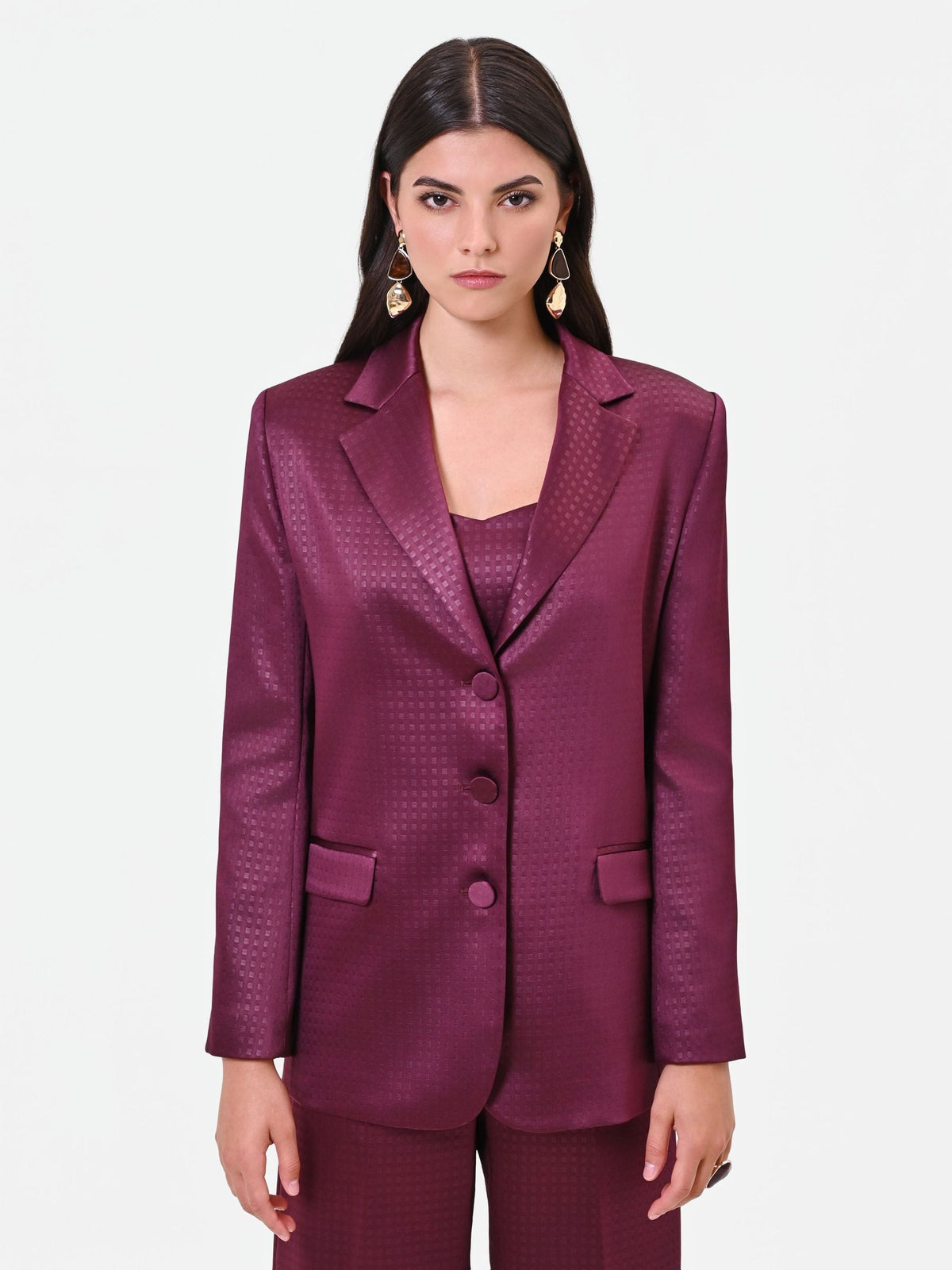 Rinascimento - Giacca monopetto in raso jacquard - Donna