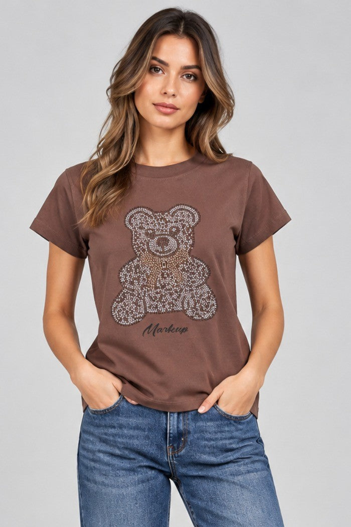 Markup - T-shirt girocollo con strass - Donna