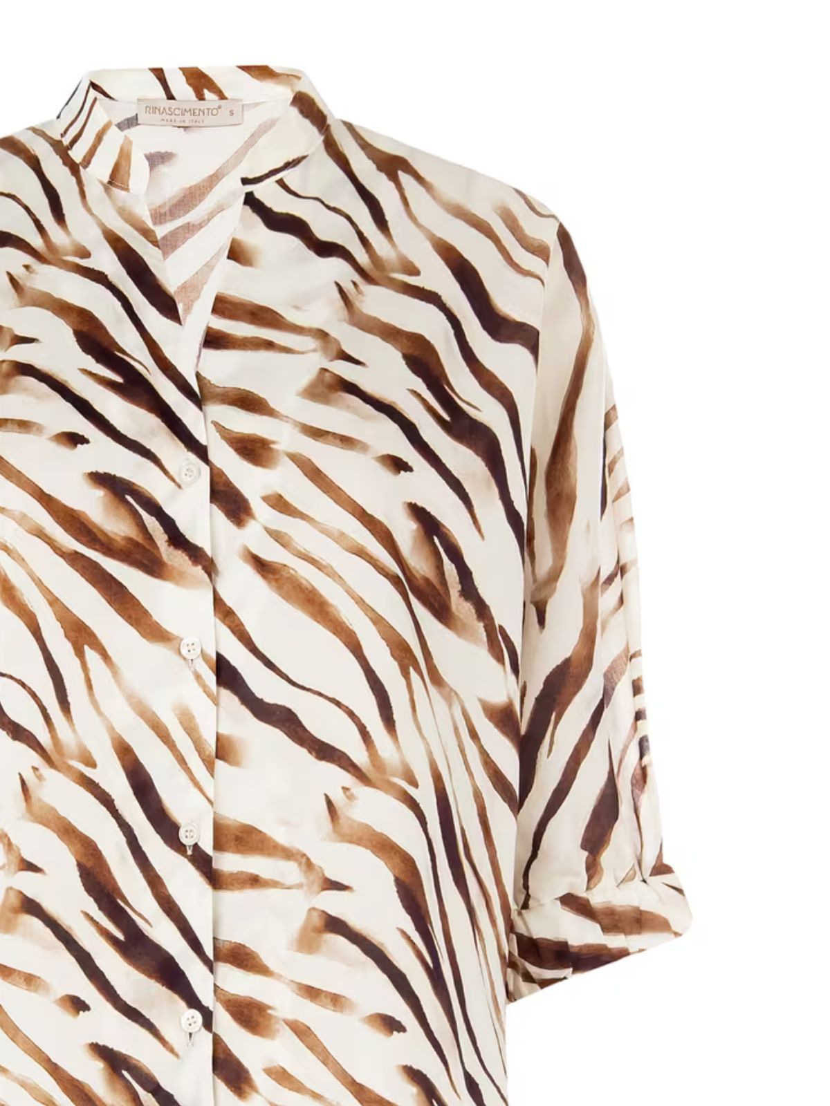 Rinascimento - Camicia Over In Cotone Con Colletto Alla Coreana E Scollo A V - Donna
