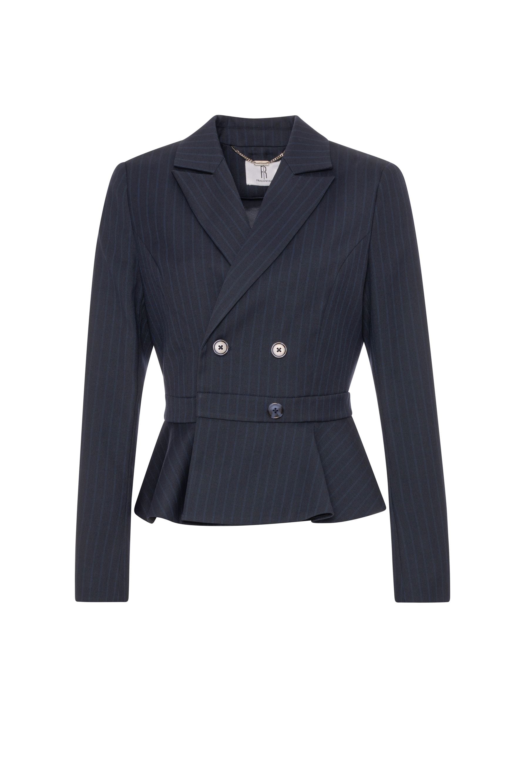 Fracomina - Giacca slim doppiopetto in tessuto gessato - Donna