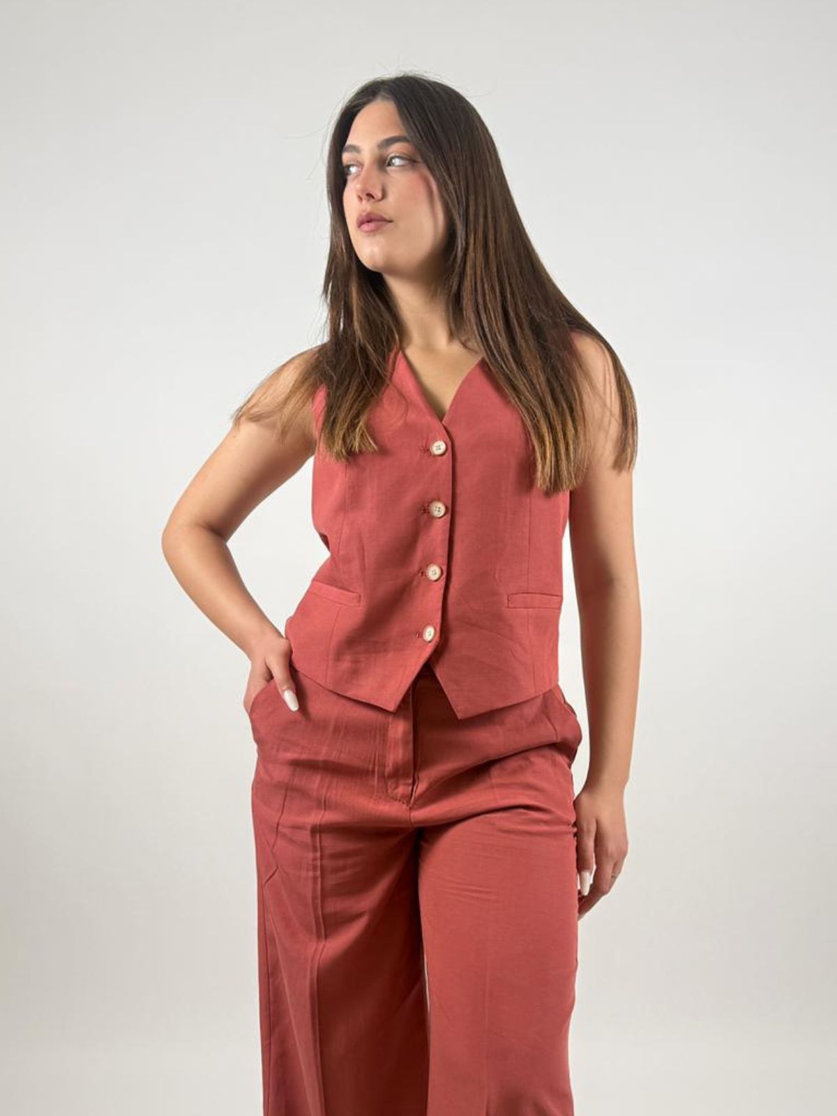 Markup - Gilet In Misto Lino - Donna