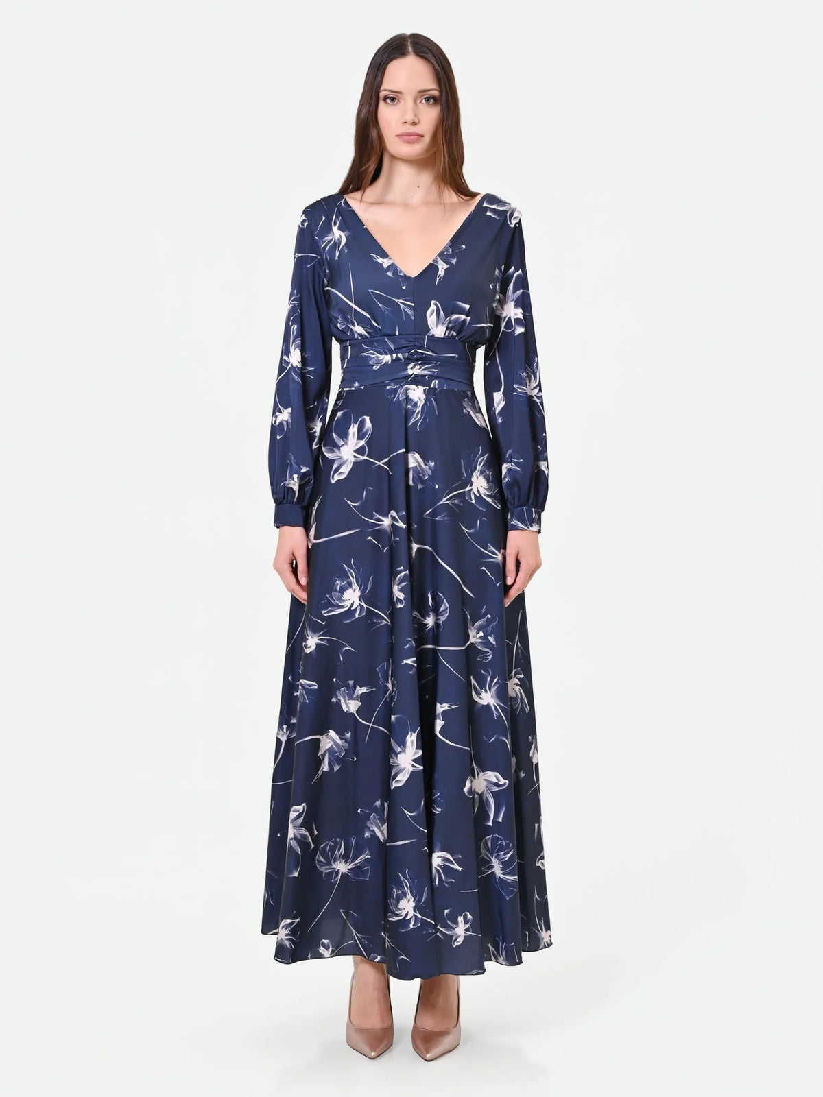 Rinascimento Curvy - Abito Lungo Fantasia Floreale - Donna
