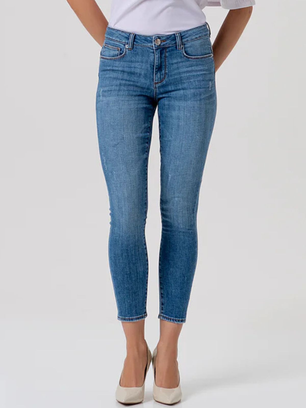 Jeans slim effetto push up in denim con lavaggio medio Donna - Fracomina