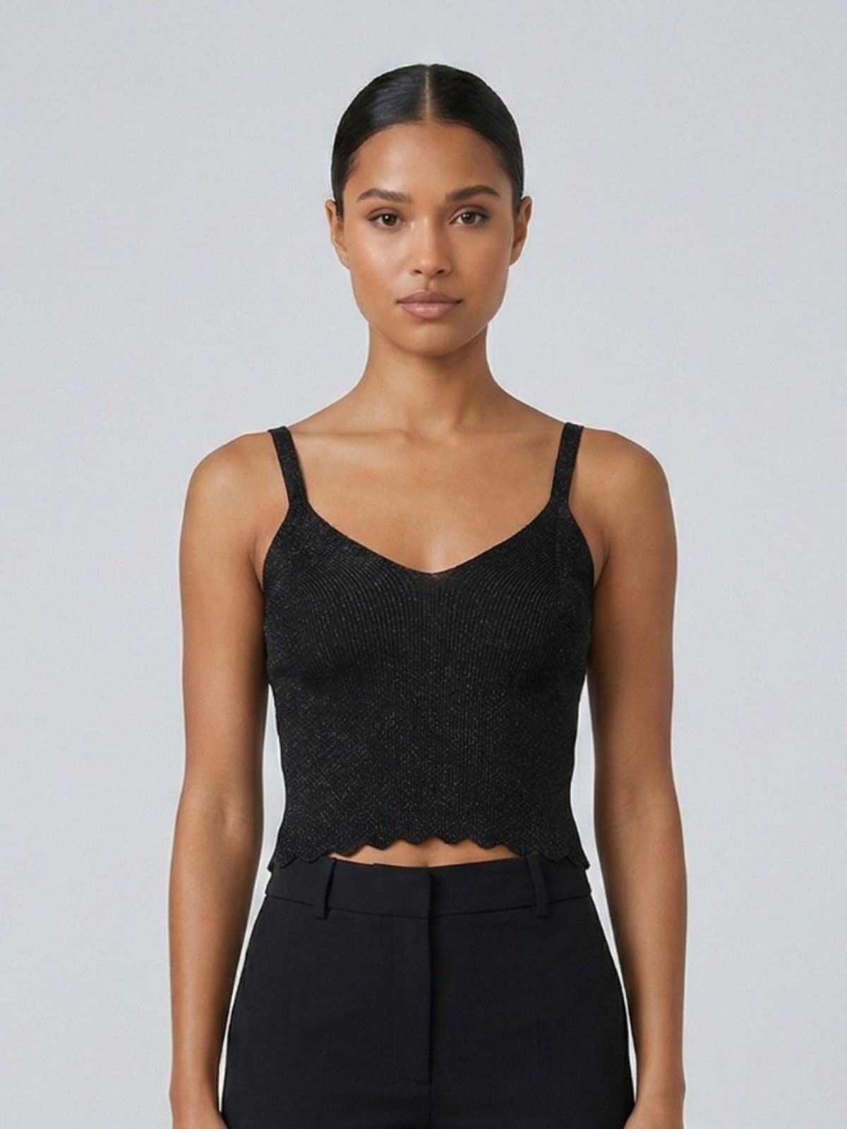 Top a coste in misto viscosa con effetto lurex Donna - Markup