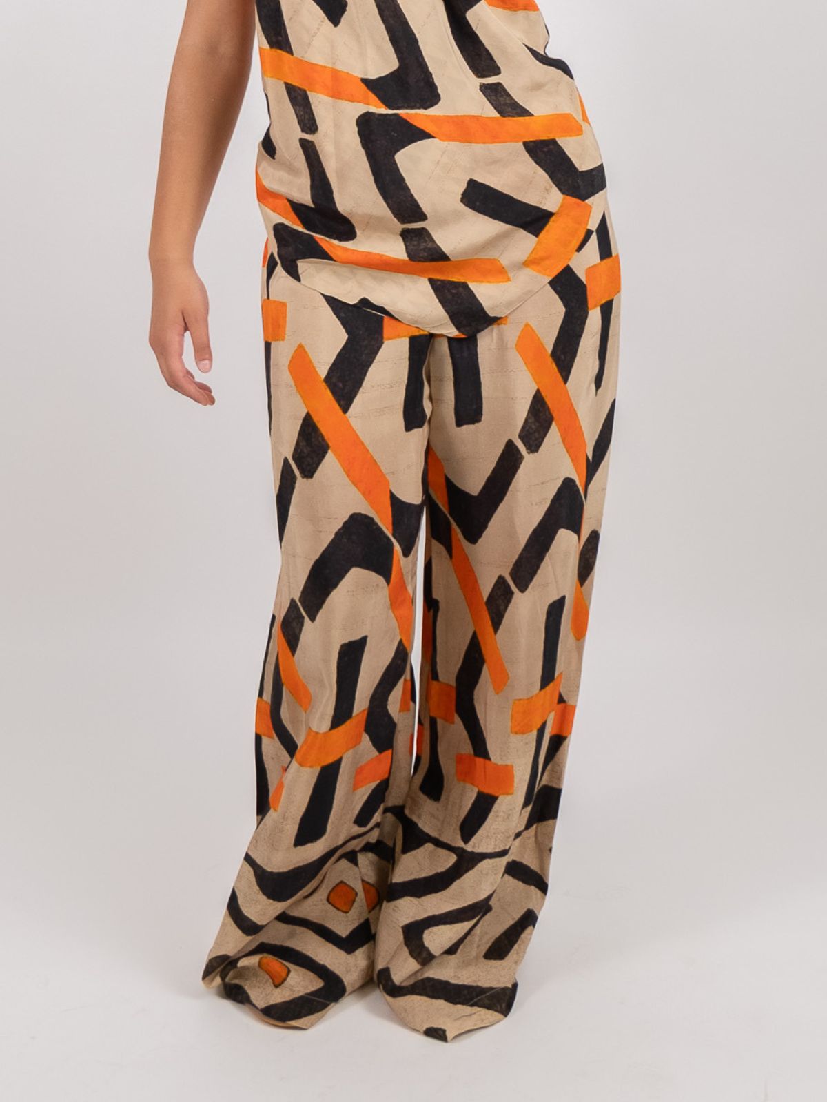 Dixie - Pantaloni palazzo fantasia geometrica vita alta - Donna