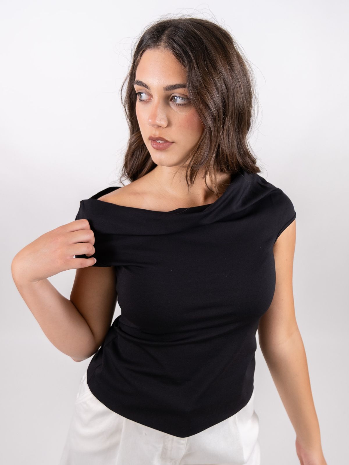 Imperial - Top scollo a barca modello giromanica - Donna