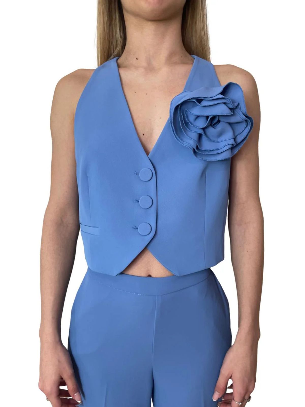 Imperial - Gilet monopetto con fiore decorativo applicato - Donna
