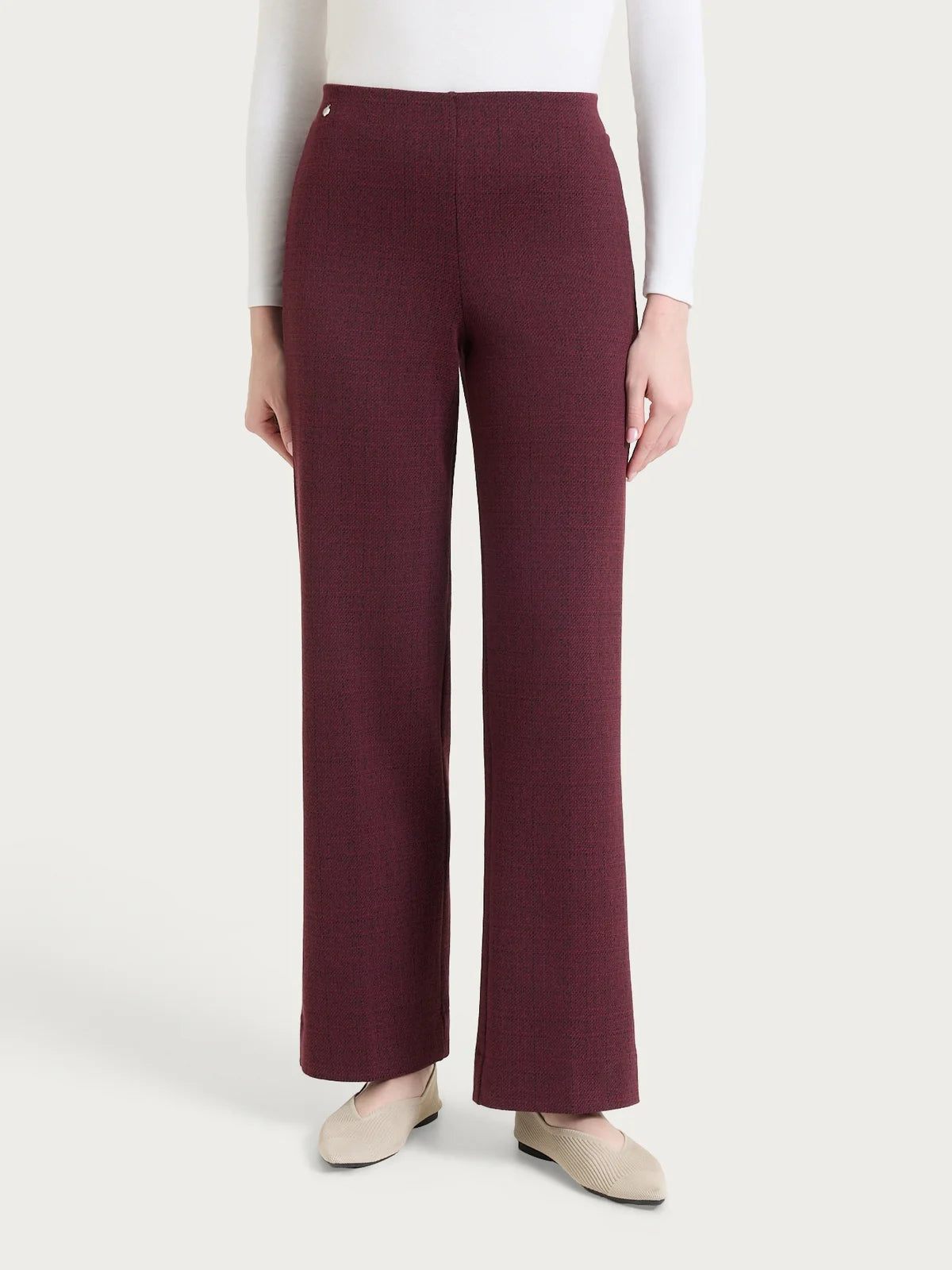 Ragno - Pantalone ampio con tweed pattern in Jacquard - Donna