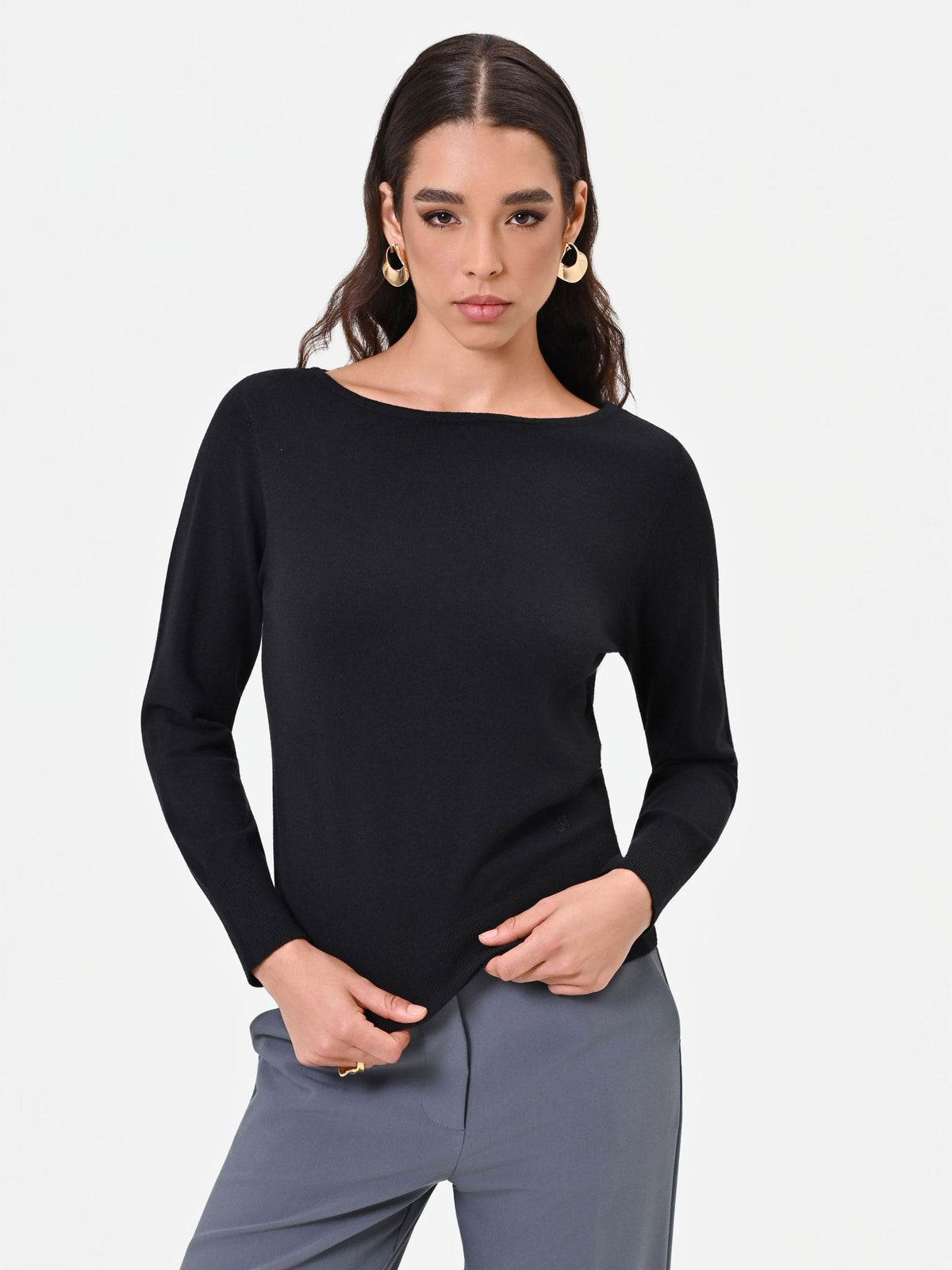 Rinascimento - Maglia scollo a barca in misto viscosa - Donna