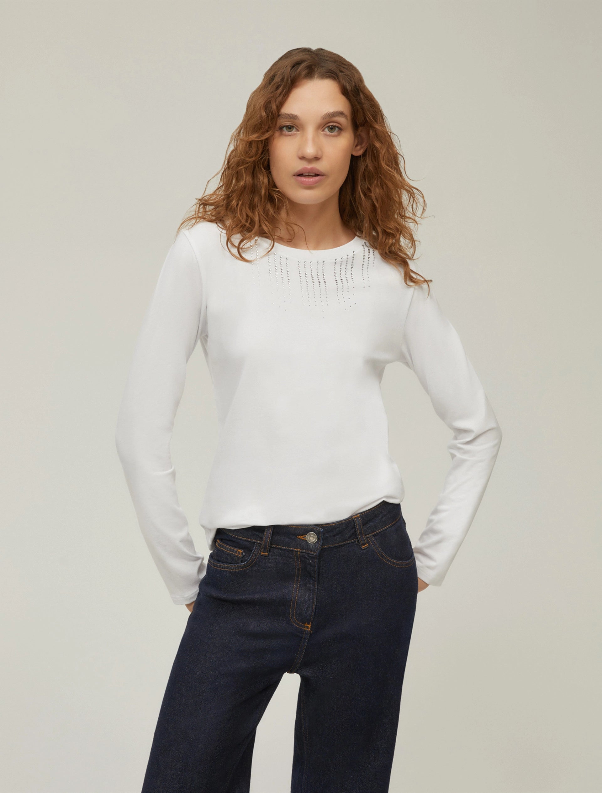 T-shirt in cotone con strass Donna - PennyBlack