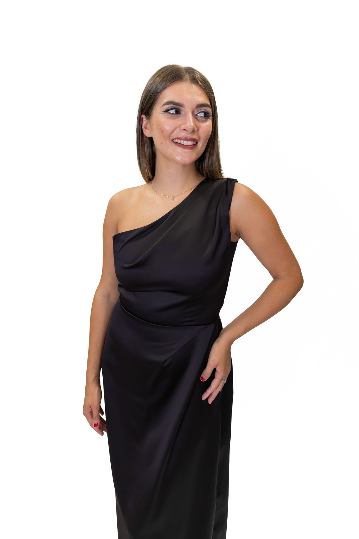 Rinascimento - Abito lungo monospalla con drappeggio - Donna