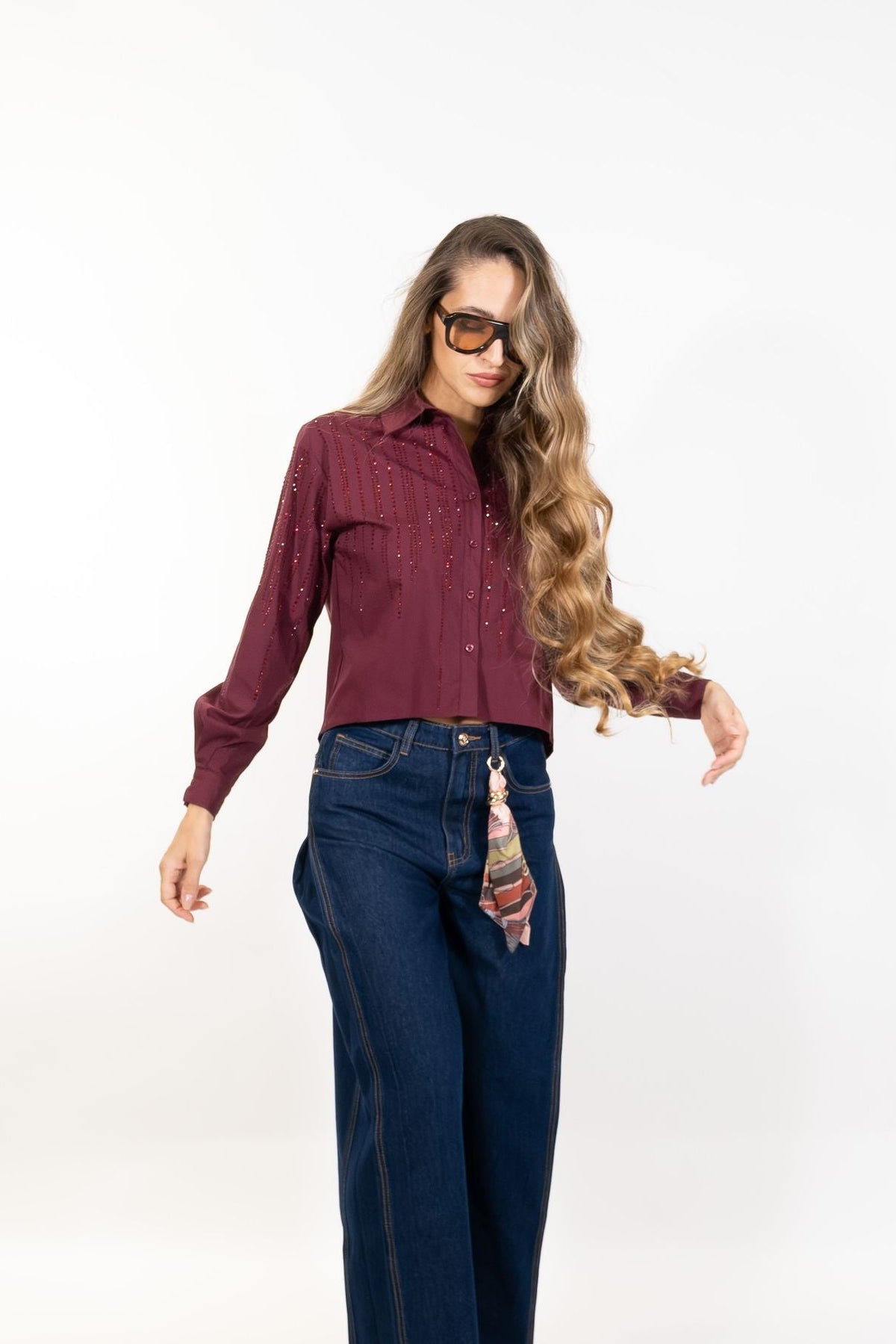 Gaudì - Camicia in popeline con mini borchie - Donna