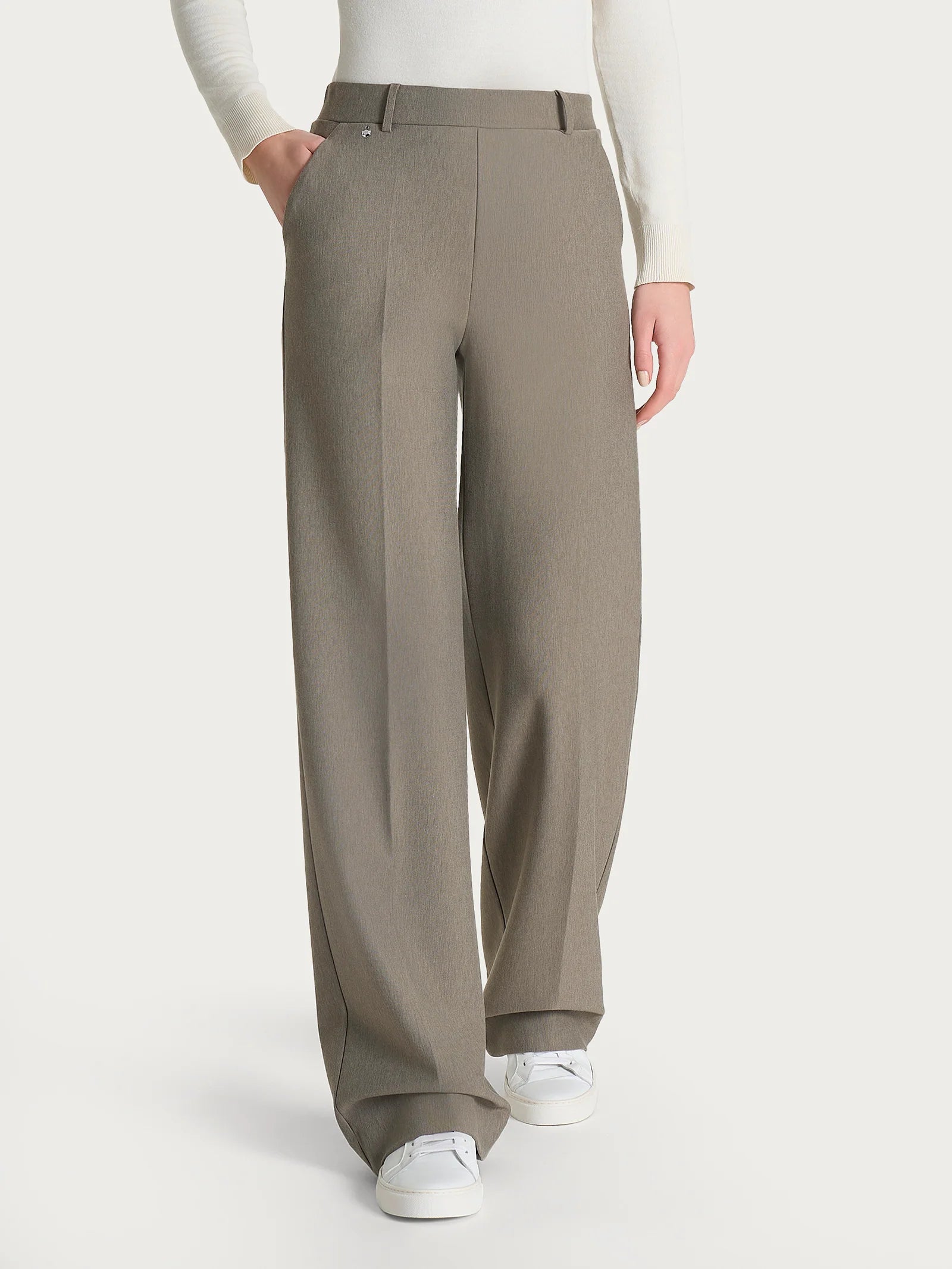 Ragno - Pantalone a palazzo con tasche in Compact - Donna