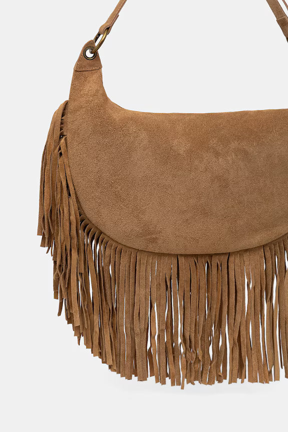 Vicolo - Borsa con frange in vera pelle - Donna