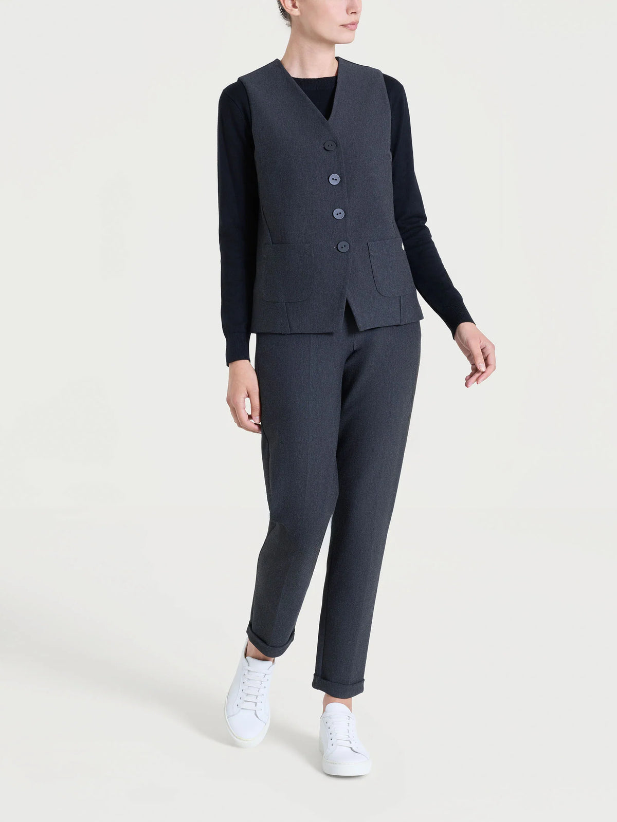 Ragno - Gilet con quattro bottoni in Compact - Donna