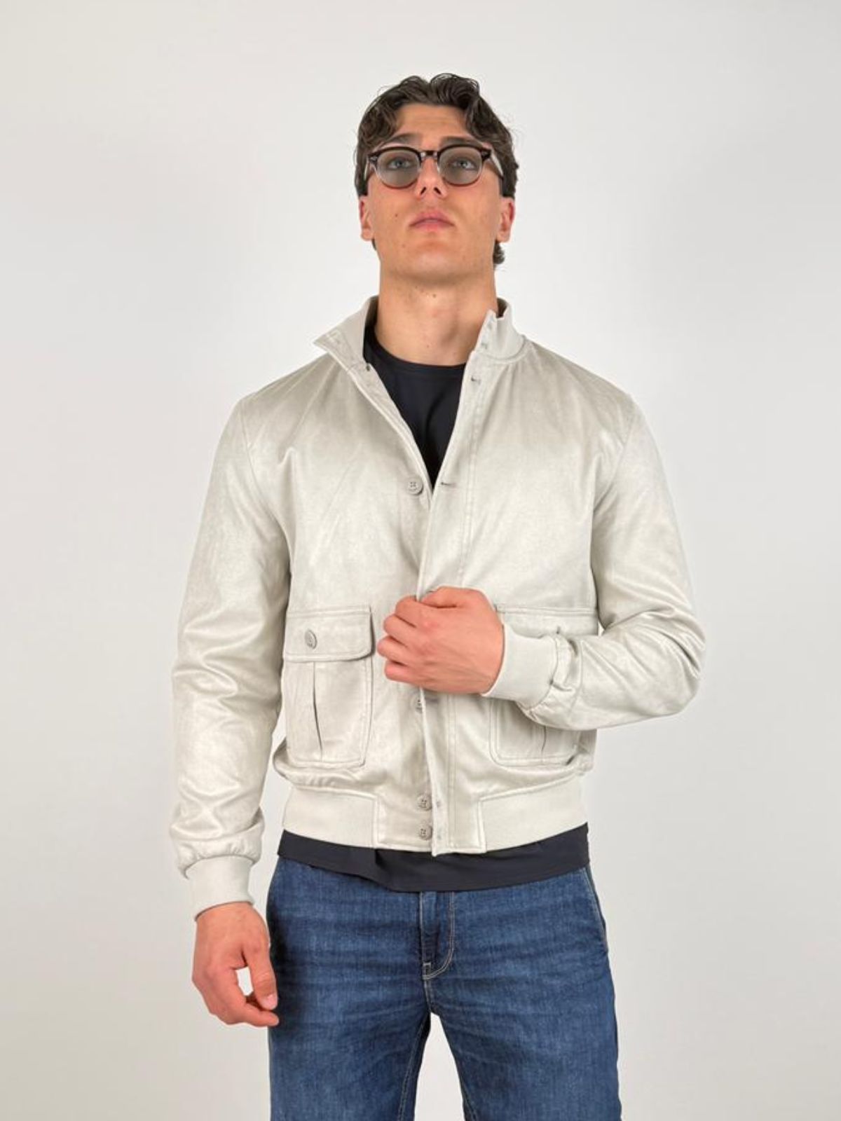 Yes Zee - Giubbino  Tipo Bomber In Tessuto Soft-Touch - Uomo