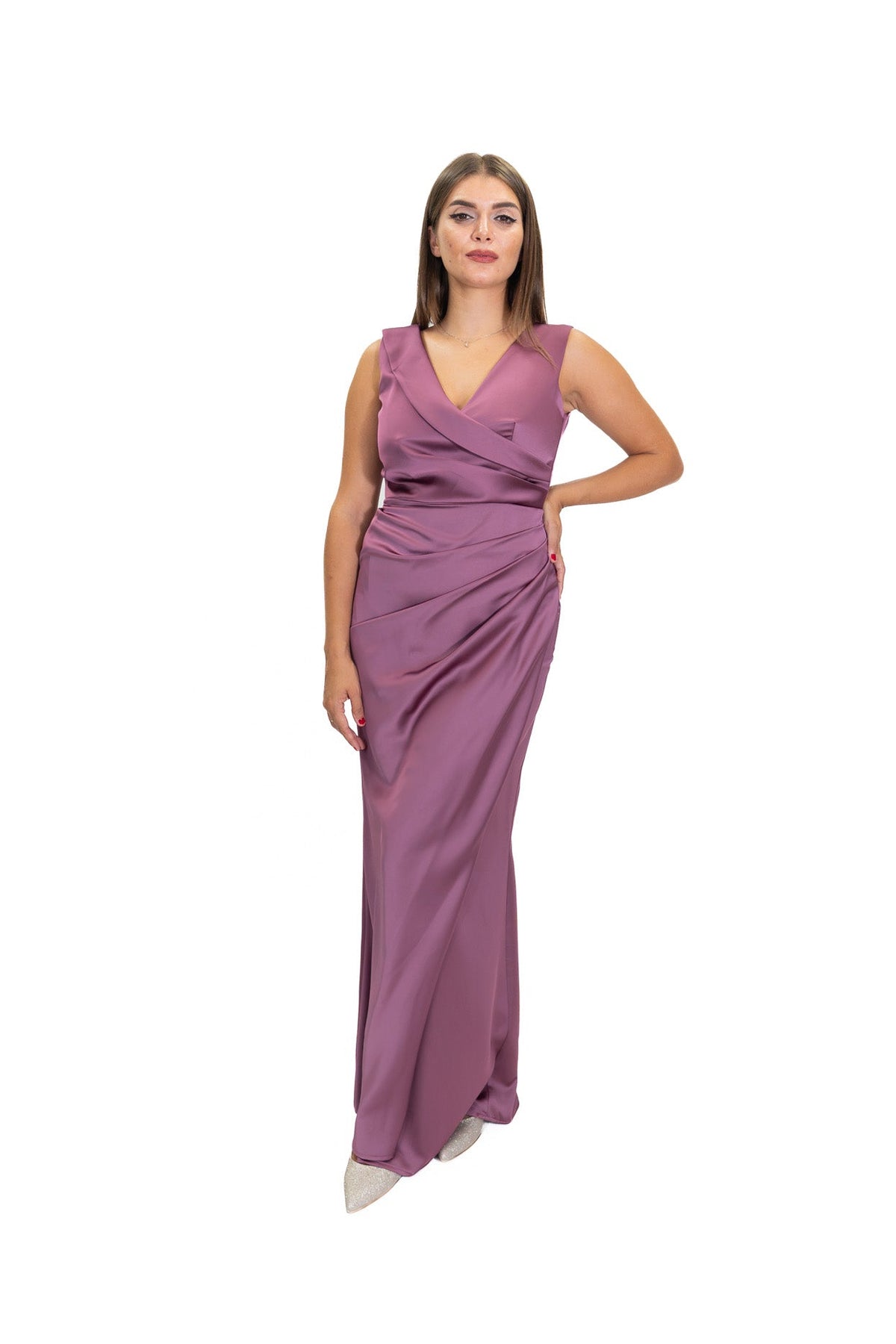 Rinascimento - Abito lungo con drappeggio asimmetrico - Donna