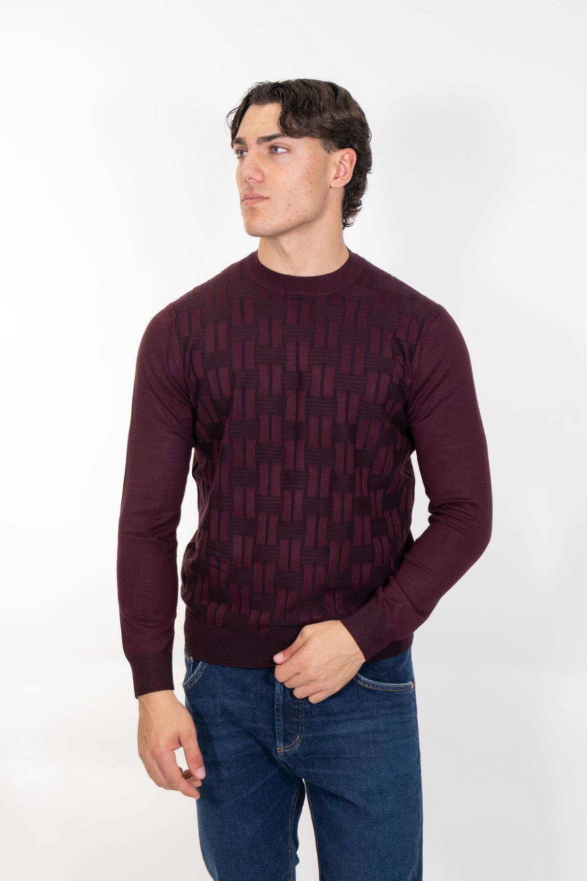 Markup - Maglia girocollo in viscosa punto vanisè - Uomo