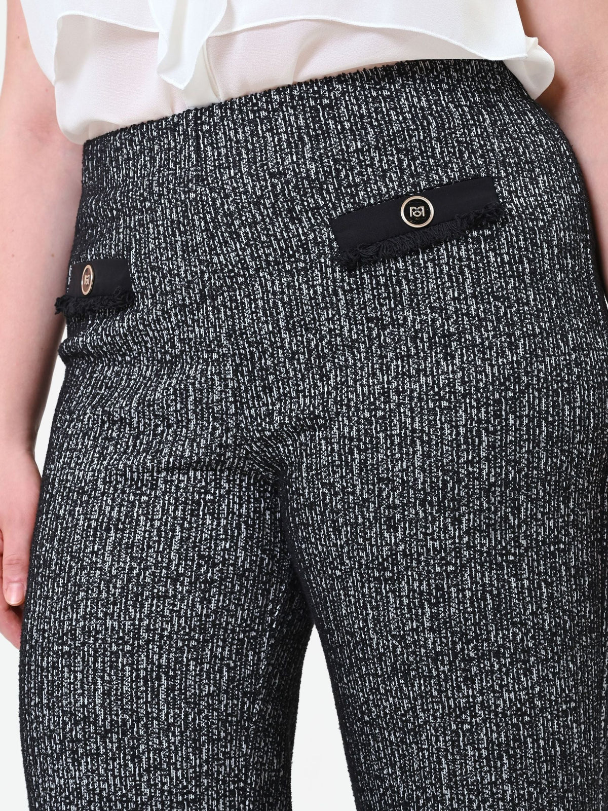 Rinascimento Curvy - Pantalone a gamba dritta in tessuto bouclé - Donna