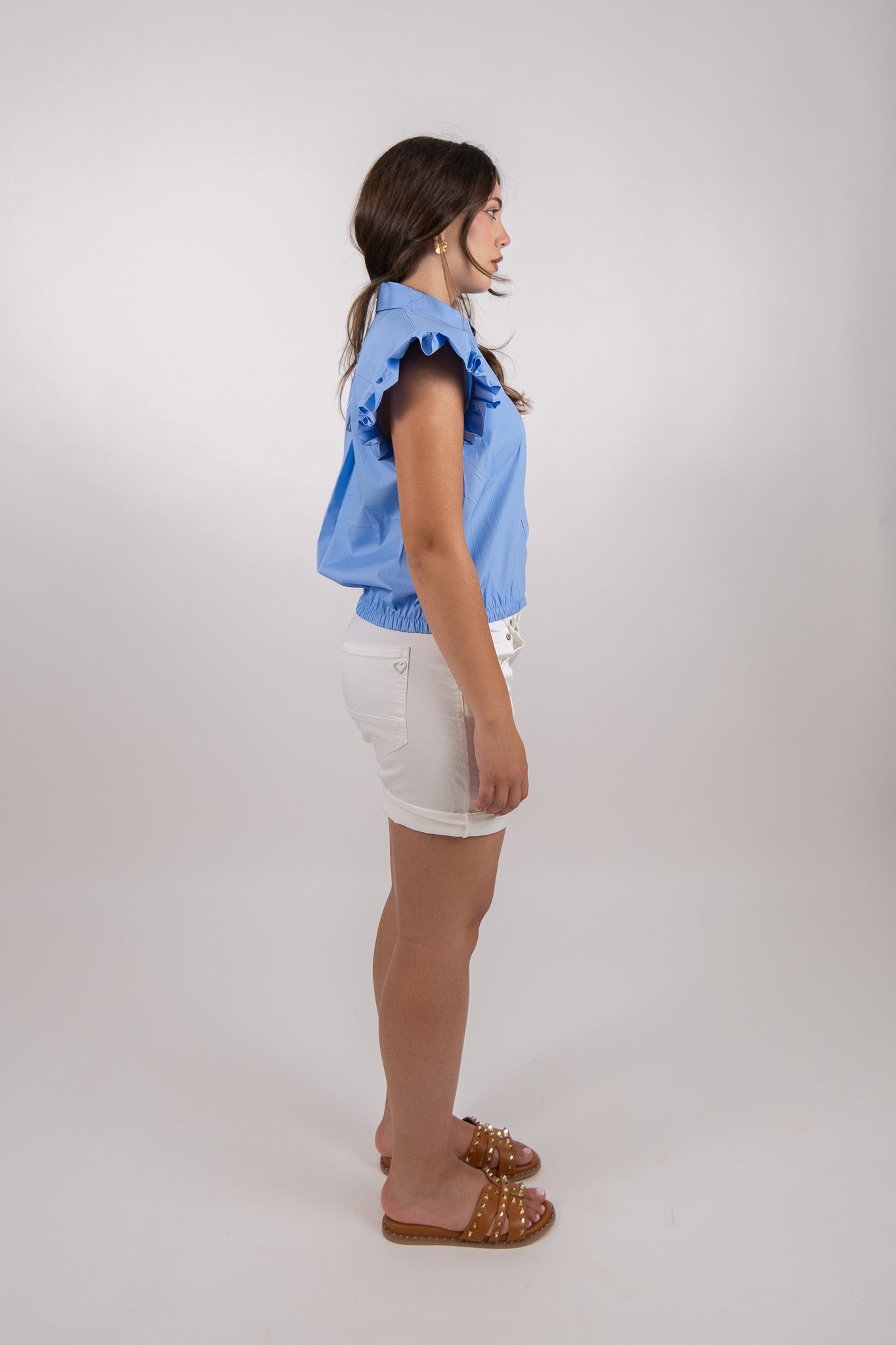 Imperial - Camicia smanicata decorata con rouches - Donna