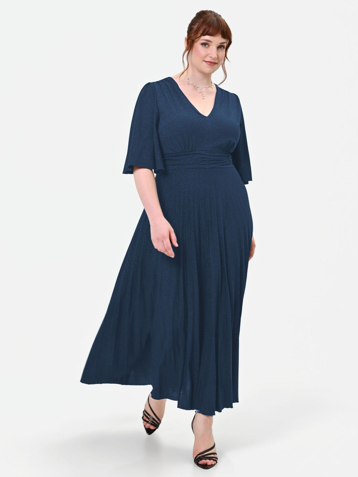 Rinascimento Curvy - Abito Plissettato Con Micro-Glitter - Donna