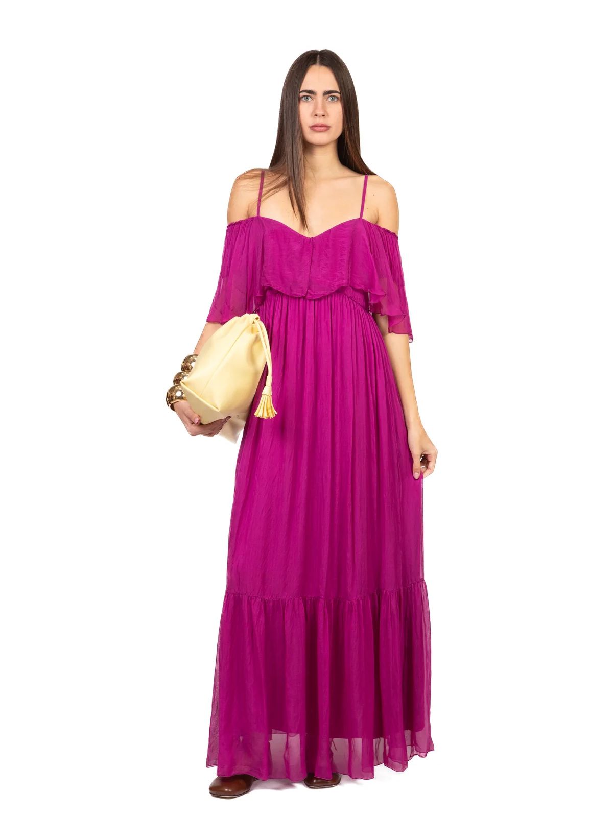 Dixie - Abito lungo con spalline e volant leggeri - Donna