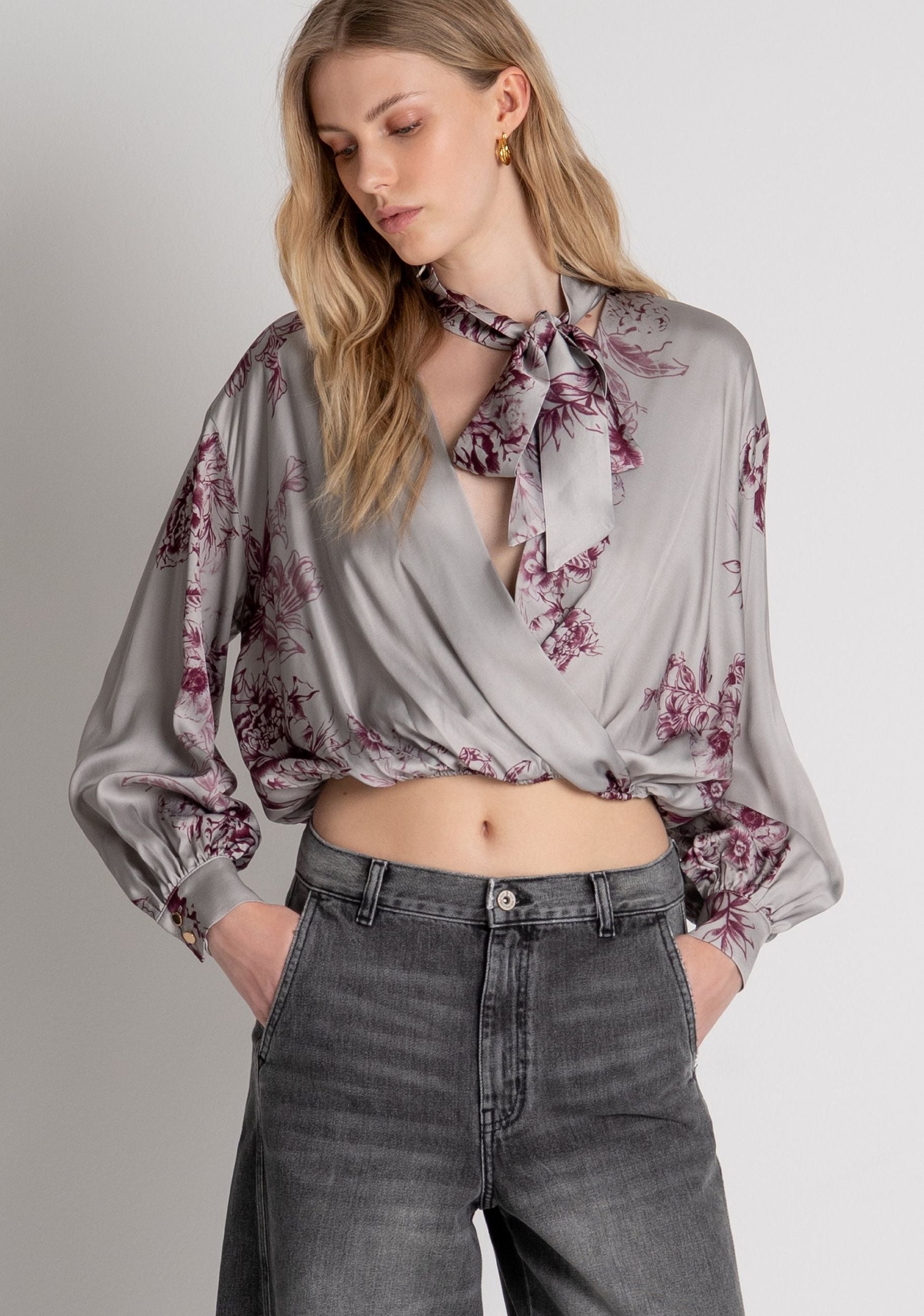 Fracomina - Blusa cropped in fantasia floreale - Donna