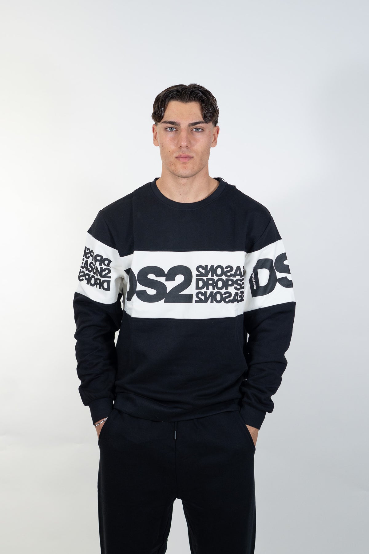 Ds2 - Felpa girocollo con fascia logo - Uomo