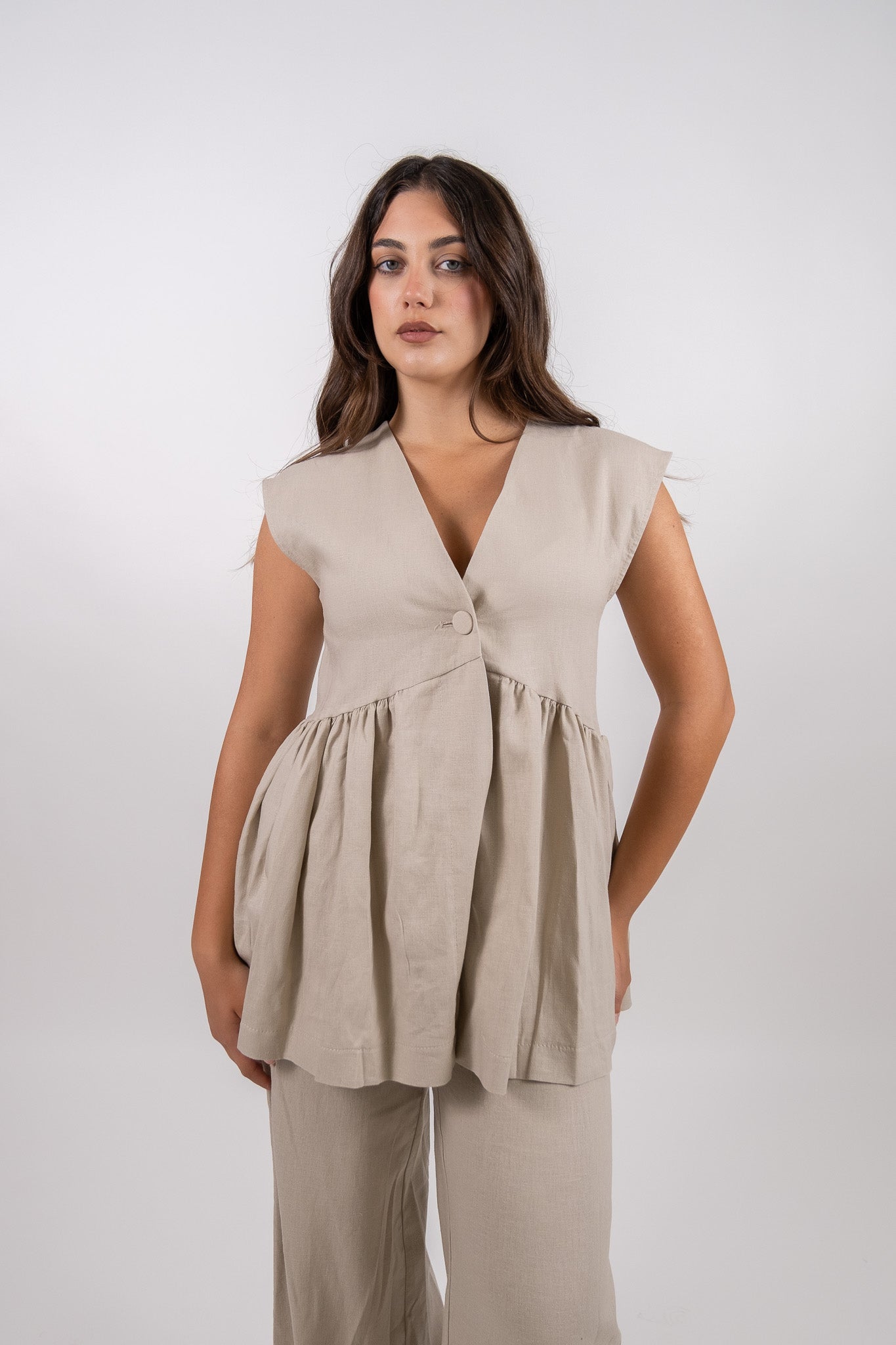 Imperial - Gilet modello peplum con scollo a V - Donna