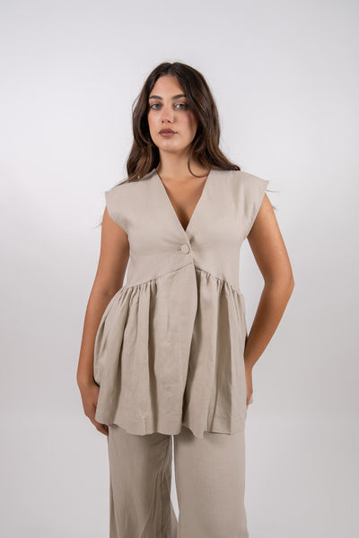 Imperial - Gilet modello peplum con scollo a V - Donna