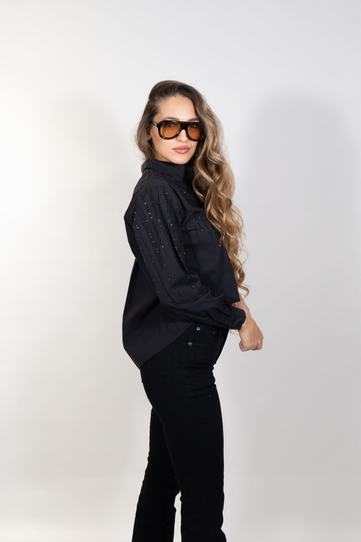 Gaudì - Camicia in popeline con mini borchie - Donna