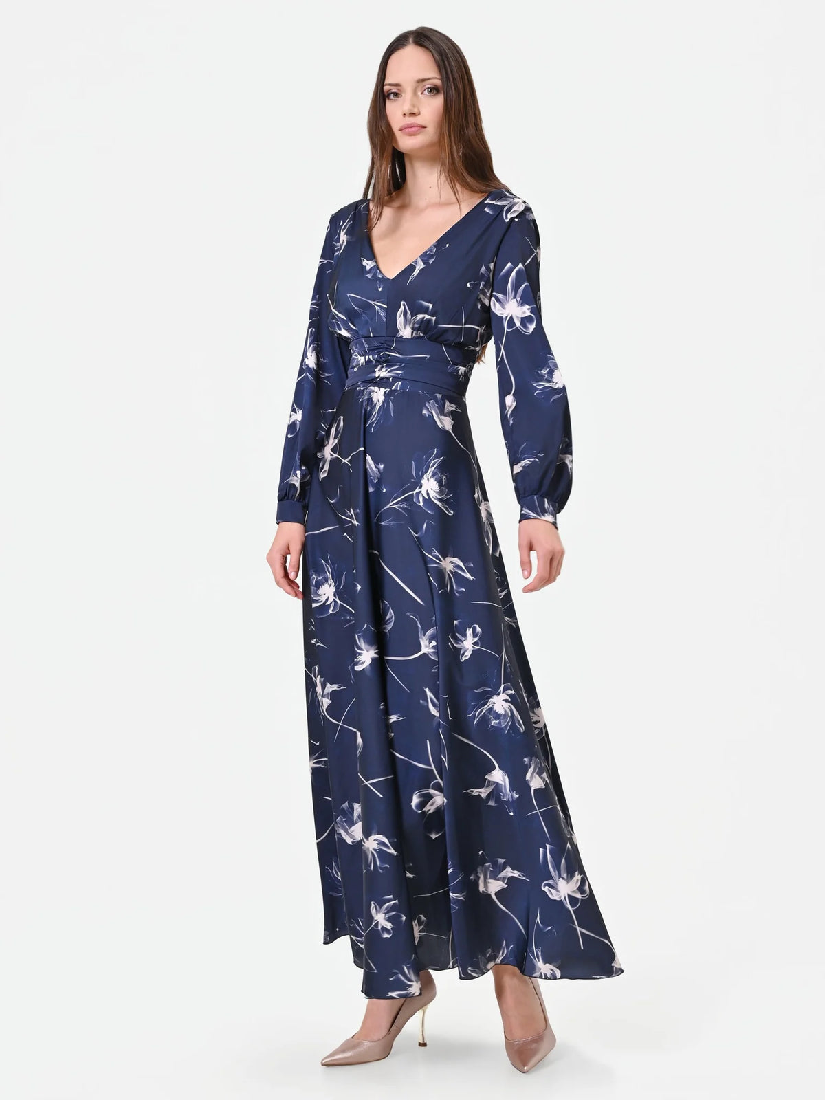 Rinascimento Curvy - Abito Lungo Fantasia Floreale - Donna