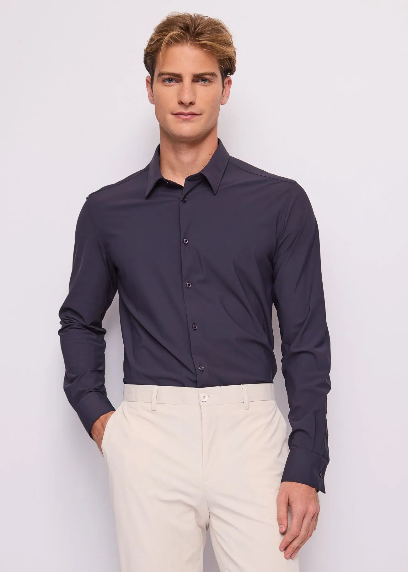 Camicia Collo Italiano Fit Regular M/Lunga in nylon Uomo - Gaudì Jeans