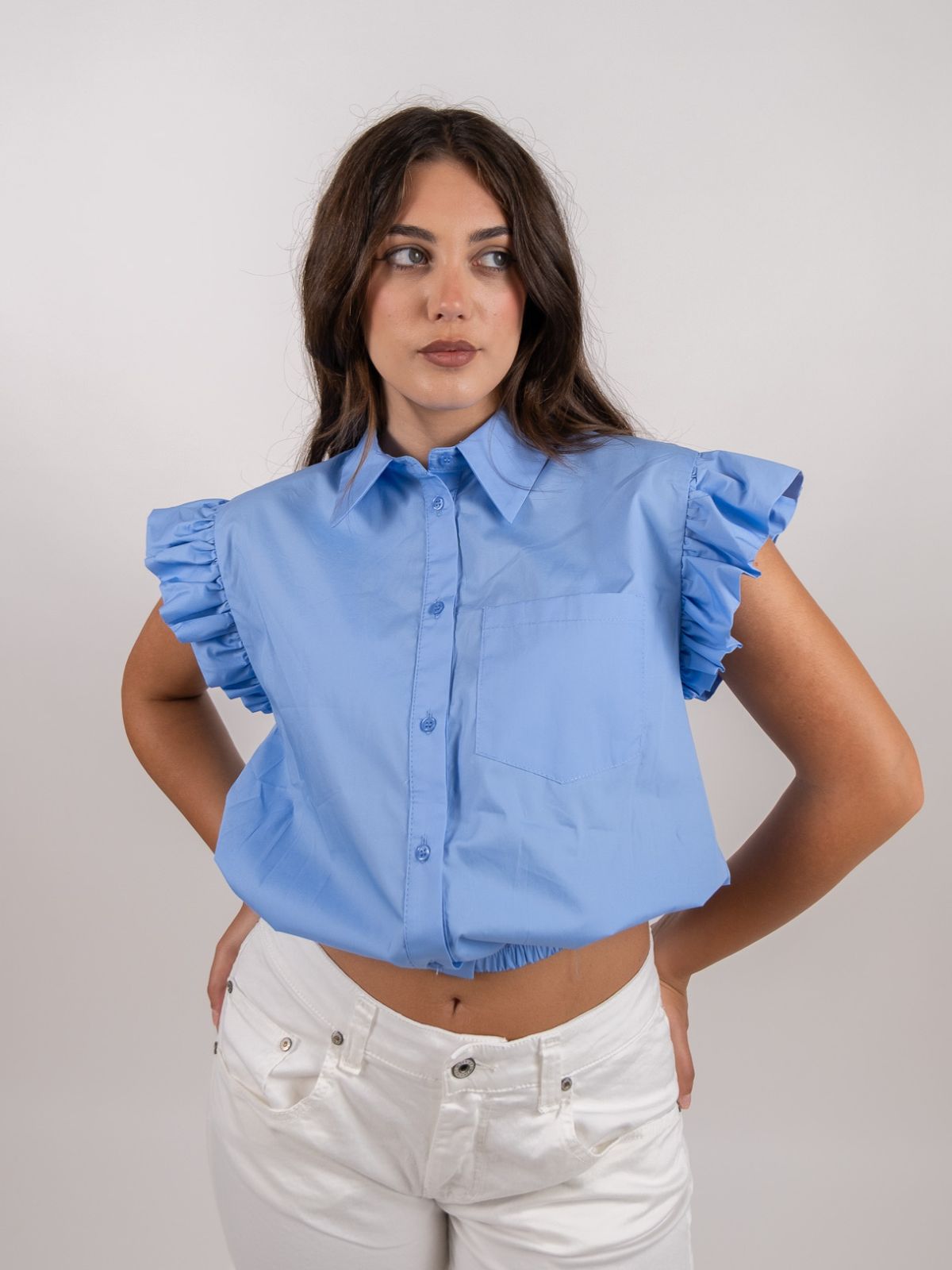Imperial - Camicia smanicata decorata con rouches - Donna