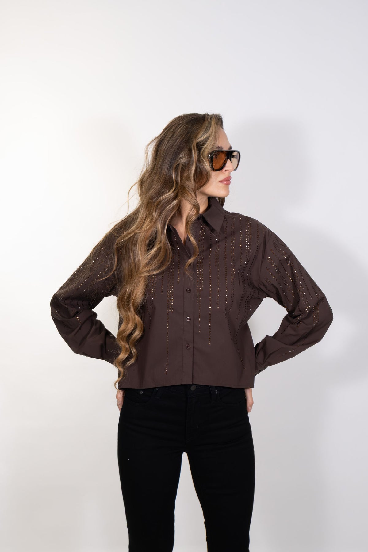 Gaudì - Camicia in popeline con mini borchie - Donna