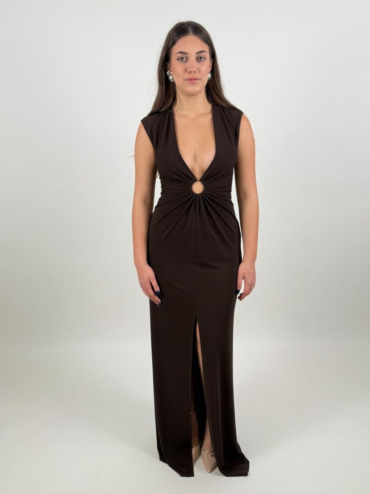 Abito con scollo a V e spacco Donna - Gaudì Fashion - World Fashion