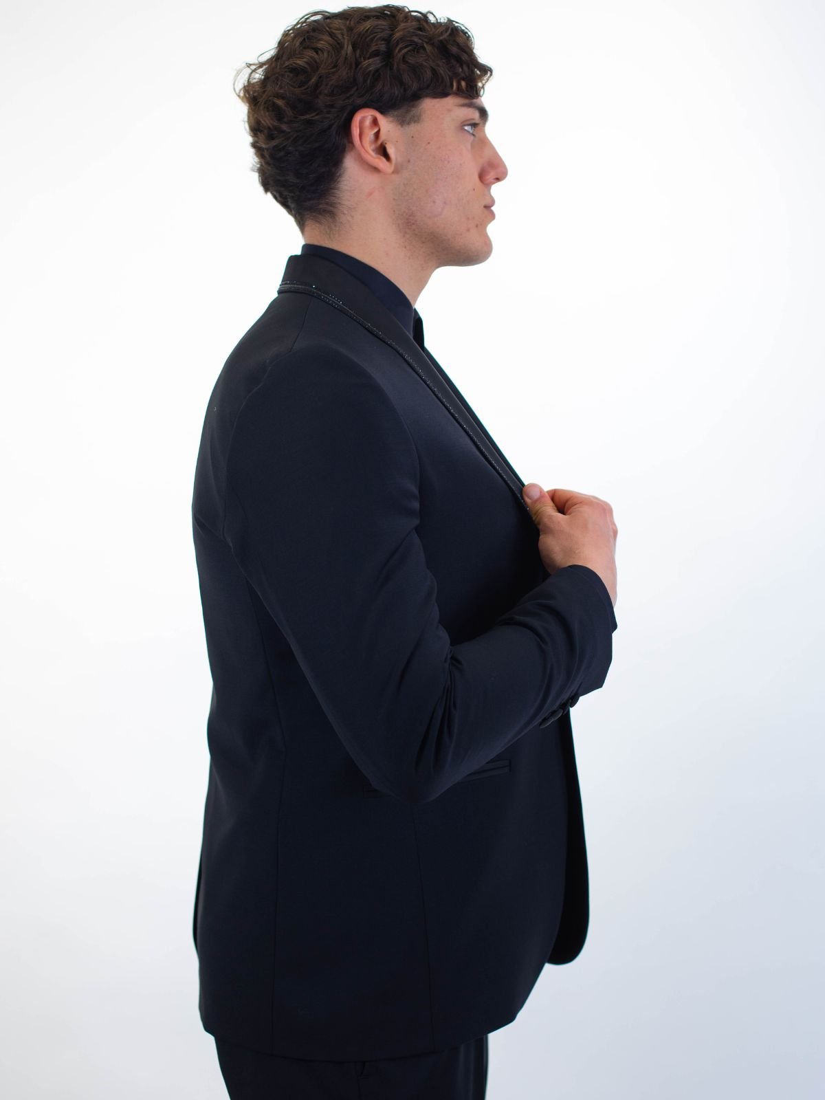 Abito elegante slim fit con rever satinato Uomo - Bharnaba - World Fashion
