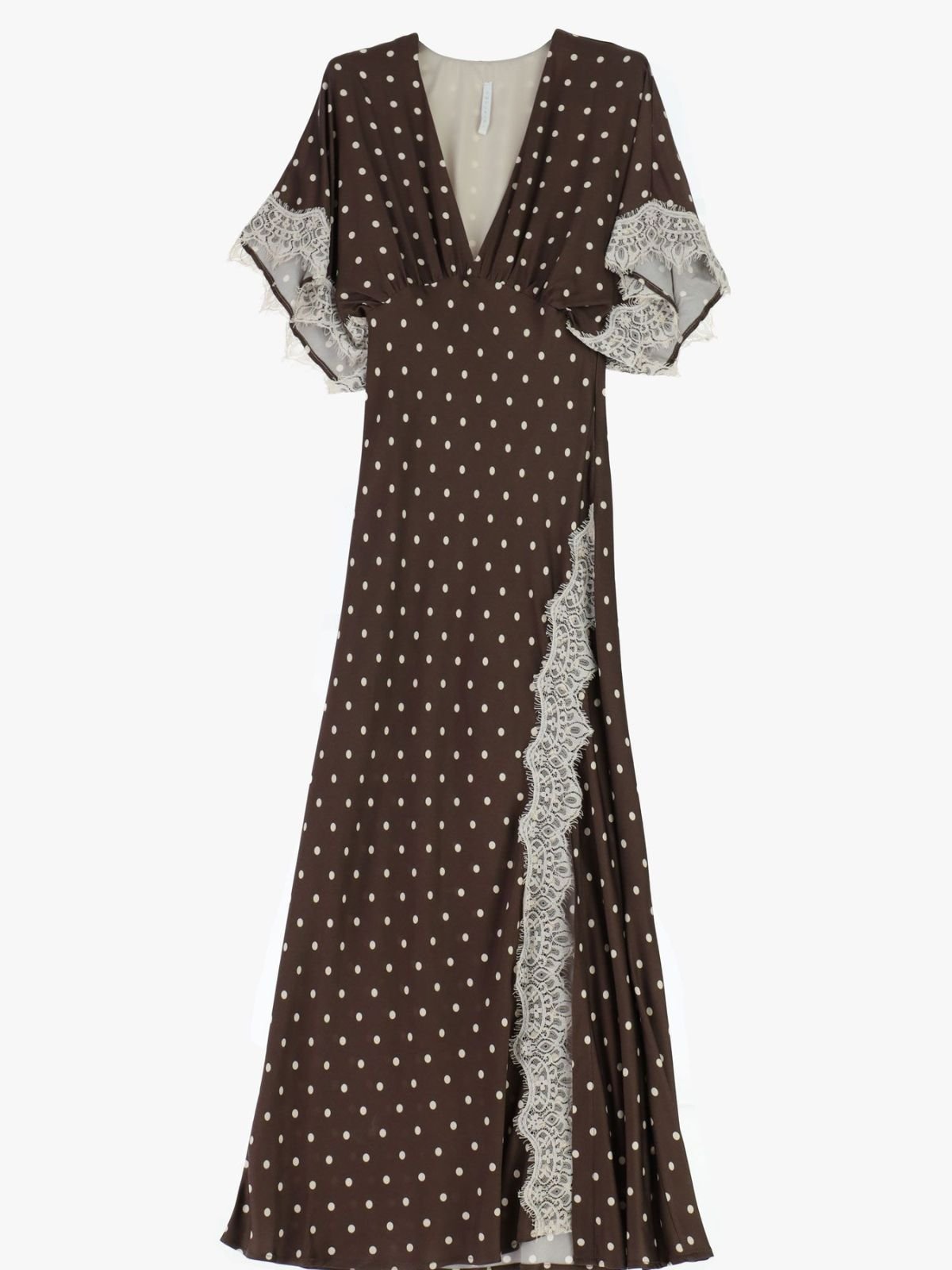 Abito lungo a pois con maniche ampie e pizzo Donna - Imperial - World Fashion