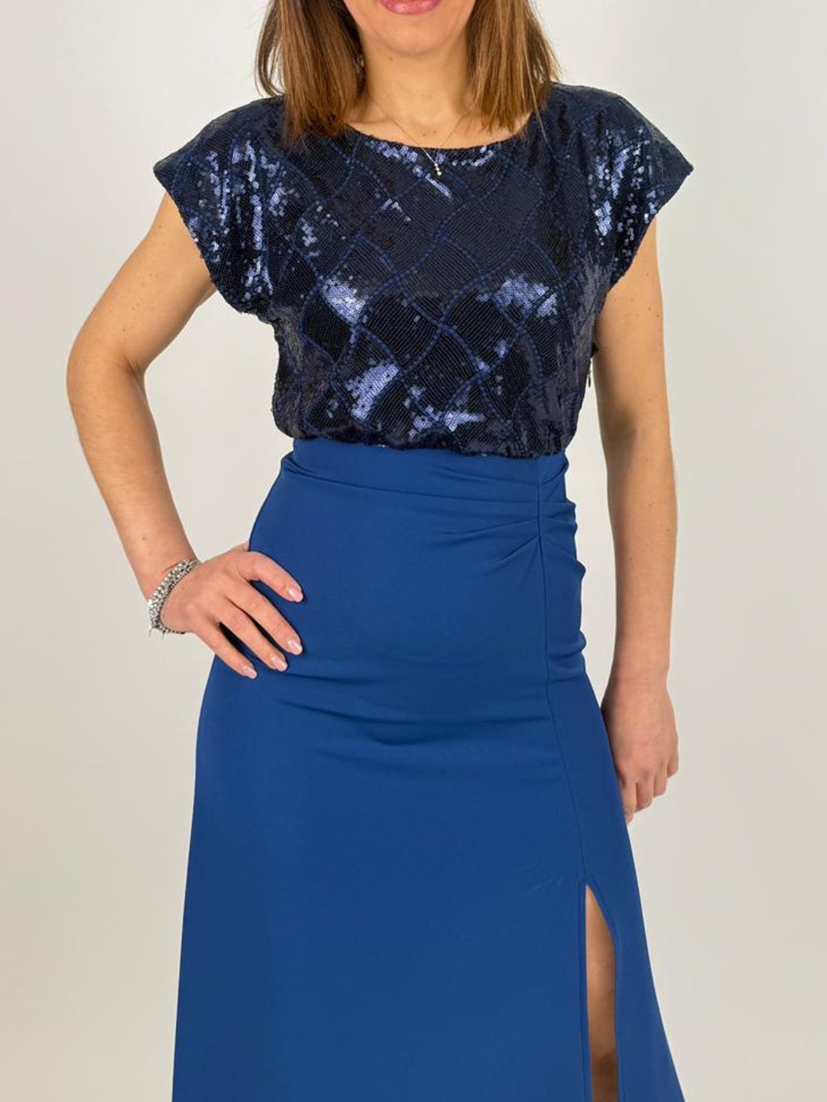Abito lungo con corpino di paillettes Donna - Rinascimento - World Fashion