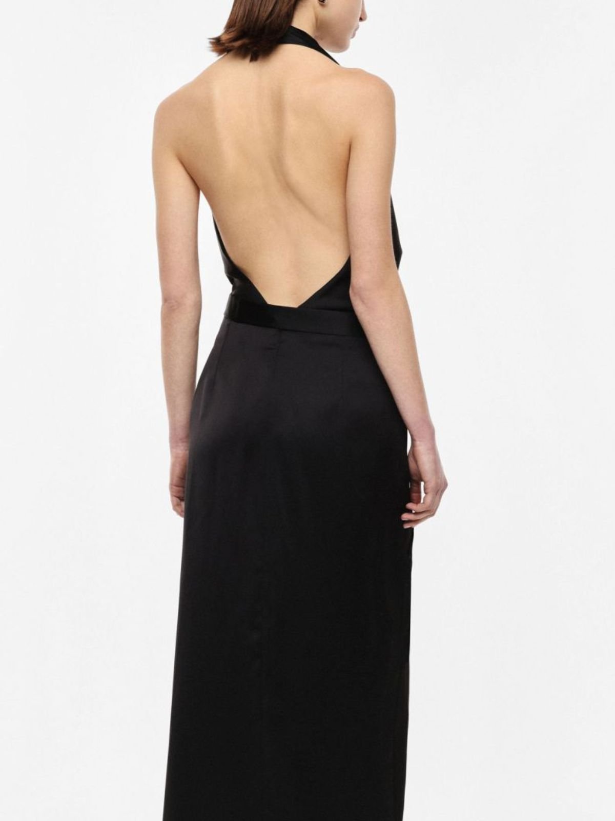 Abito lungo con scollo all'americana e spacco frontale Donna - Imperial - World Fashion