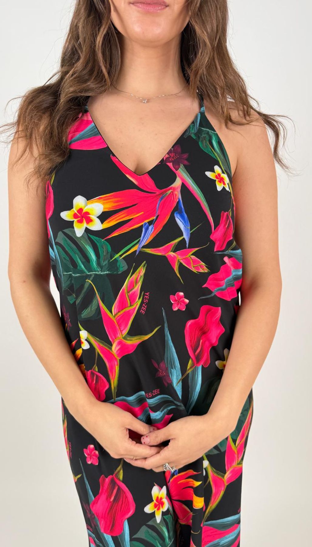 Abito Lungo Con Spalline Incrociate materiale elast Donna - Yes Zee - World Fashion