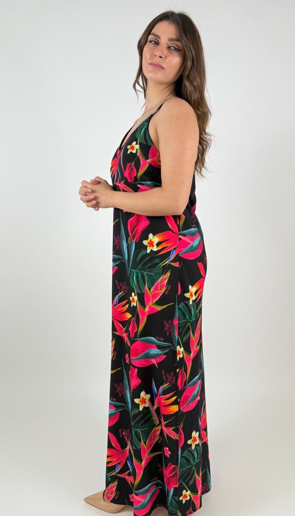 Abito Lungo Con Spalline Incrociate materiale elast Donna - Yes Zee - World Fashion