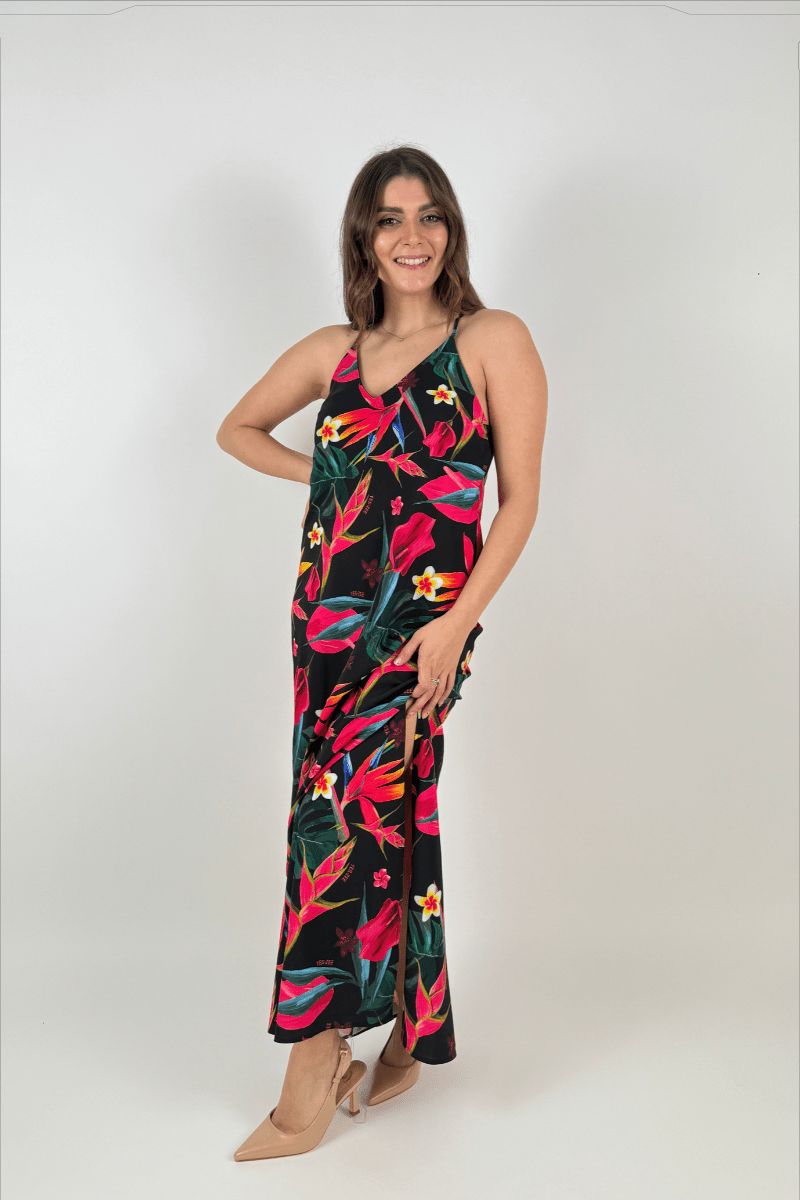 Abito Lungo Con Spalline Incrociate materiale elast Donna - Yes Zee - World Fashion