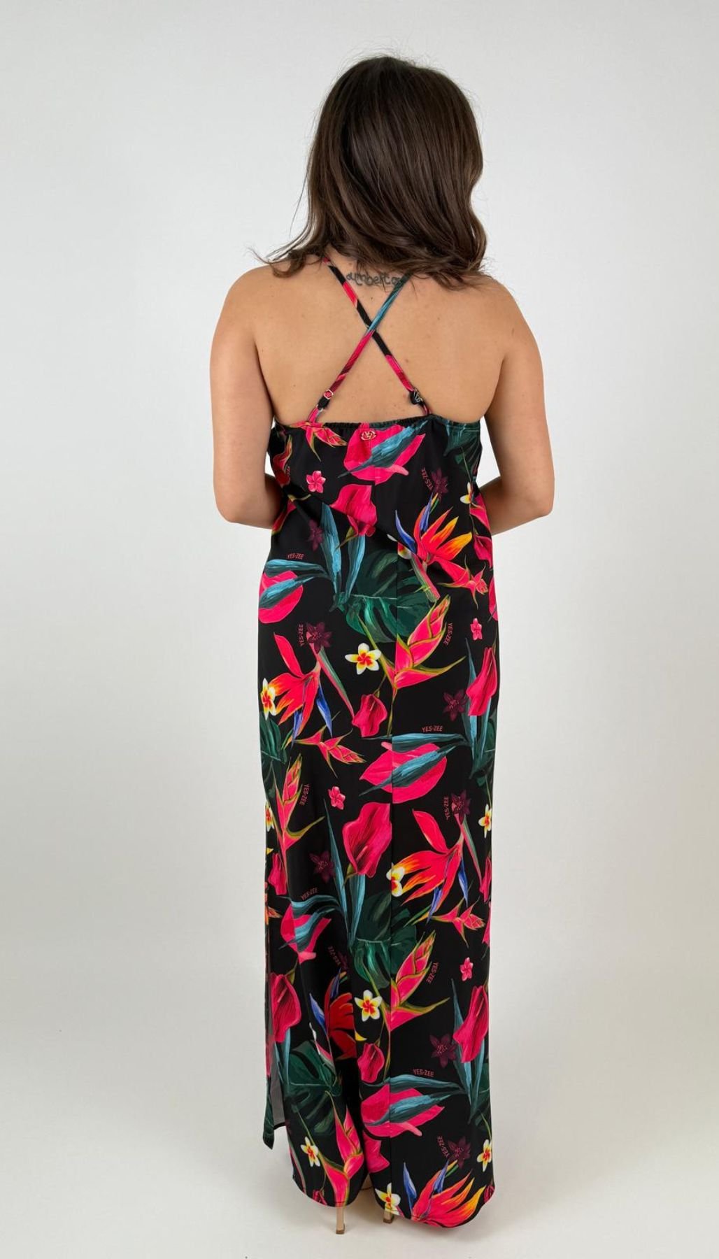 Abito Lungo Con Spalline Incrociate materiale elast Donna - Yes Zee - World Fashion