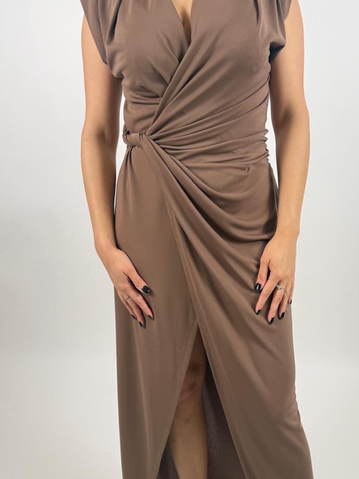 Abito lungo drappeggiato scollo a v senza maniche Donna - Imperial - World Fashion